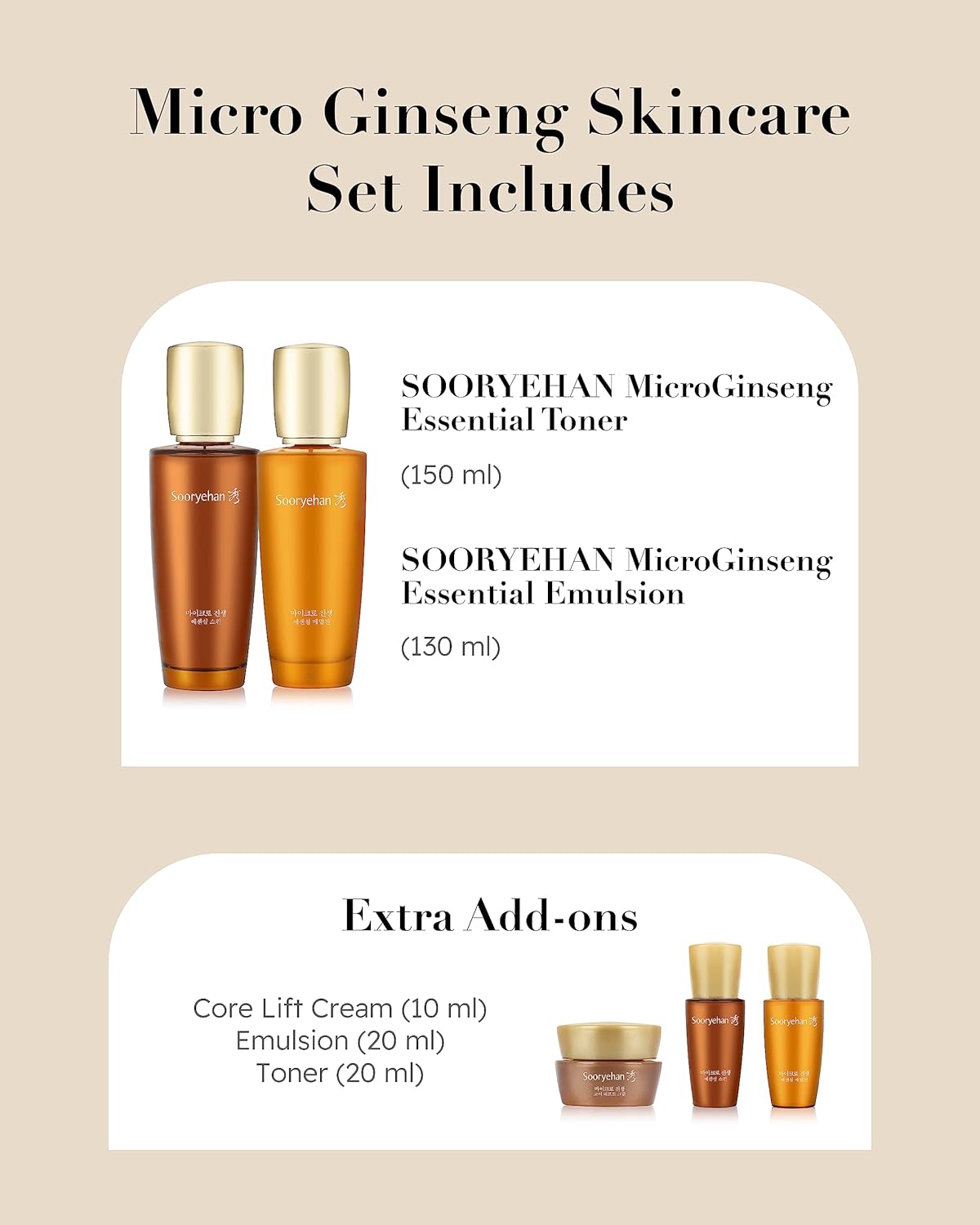 SOORYEHAN Micro Ginseng Essential Skincare Special Set (540 ml/18.26 fl oz) - Wrinkles/Fine Lines, Skin Elasticity & Intensive Hydration. Amino Acids & Ginsenocide