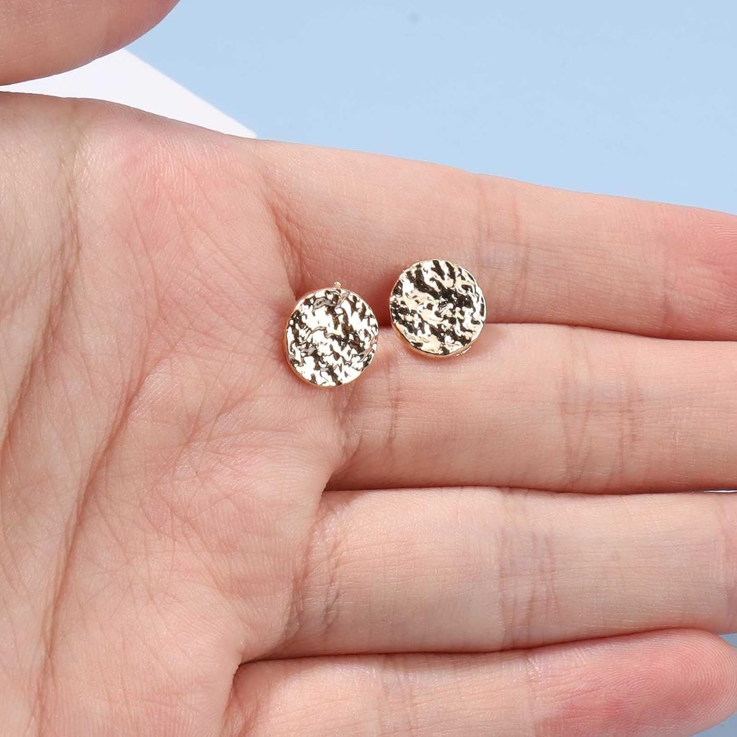 Boho Disc Coin Studs Earrings Gold Hammered Coin Earrings Tiny Circle Earrings Studs Minimalist Geometric Earrings for Women and Girls Gifts