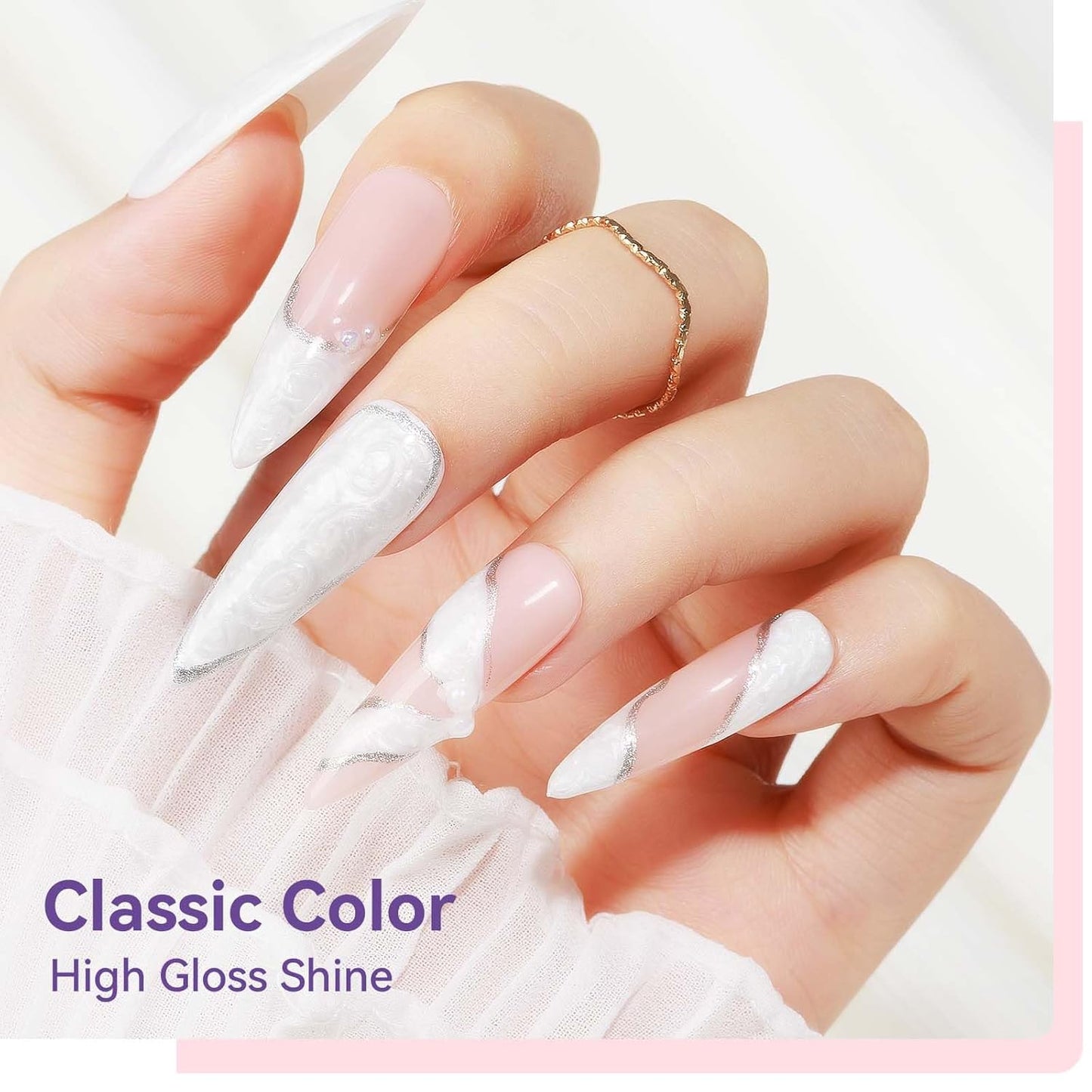 Pearl Gel Nail Polish 12ml Pearl White Mermaid Iridescent Gel Polish Chrome Aurora Nail Drawing Swirl Shell Thread Effect Pearlescent Nail Polish Soak Off UV LED Nail Art Salon Home DIY