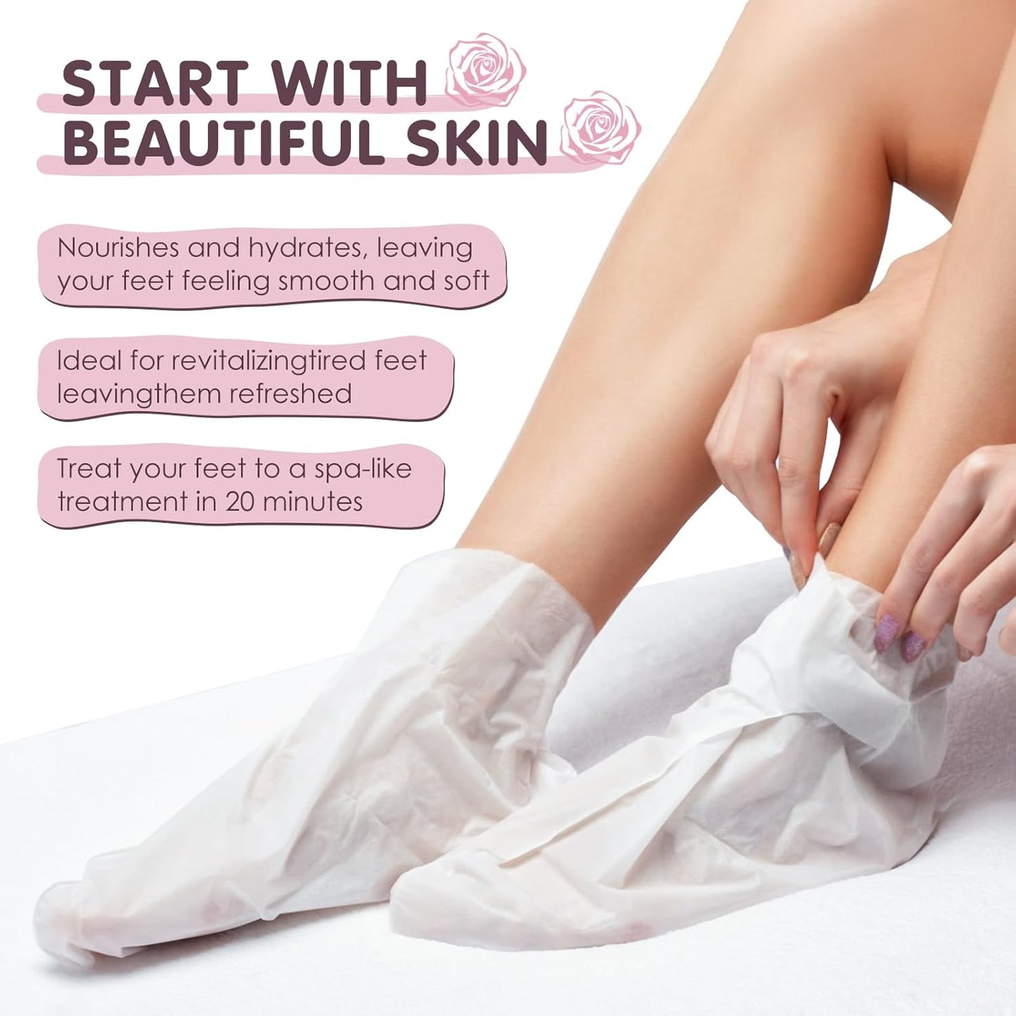 AUSLKA Moisturizing Foot Mask, Moisturizing Socks, Hydrating Moisturizer Sock for Dry Cracked Feet Heel, Leave Your Feet Moisture and Smooth(Shea Butter) - 6 Packs