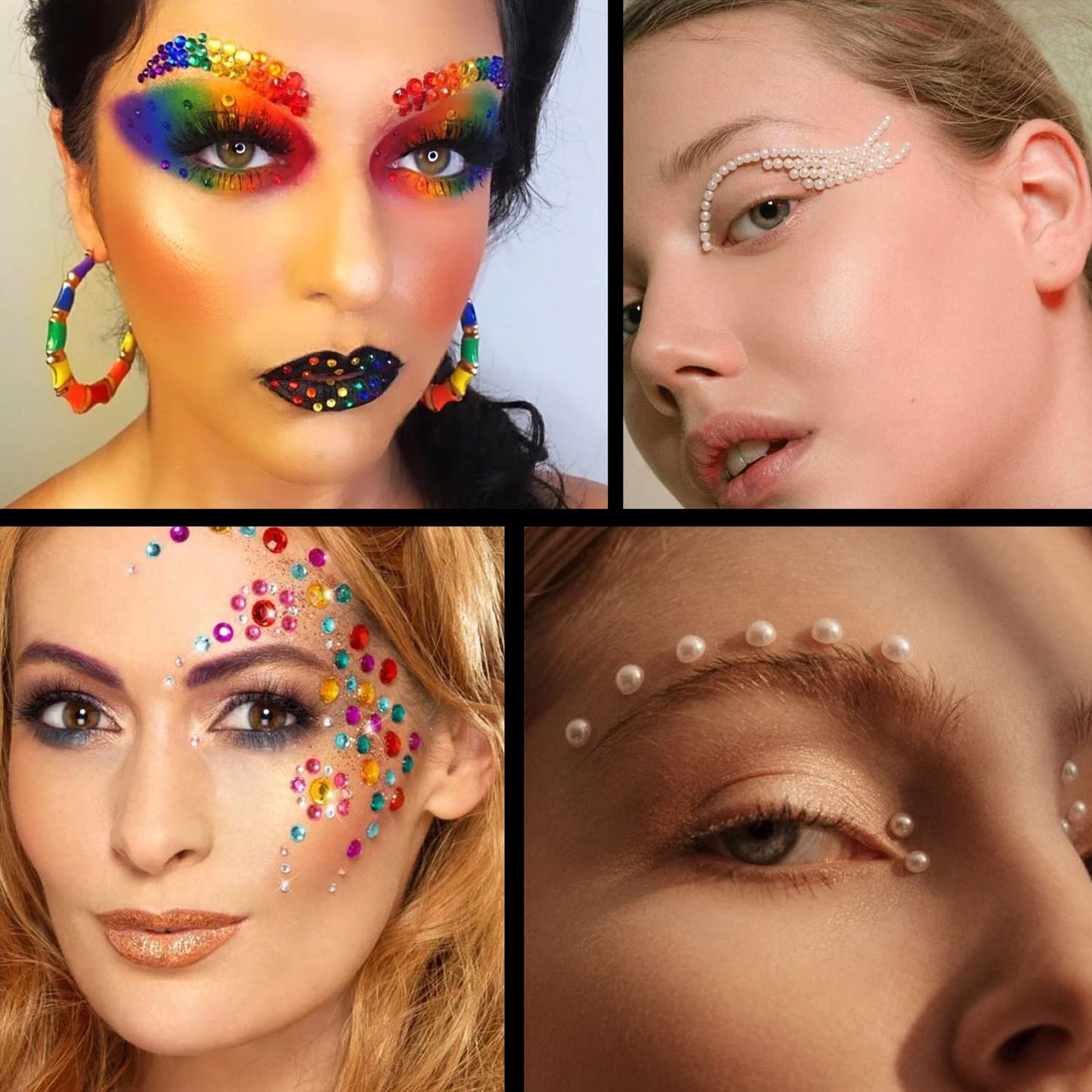 Flat Back Rhinestone+Half Round Pearl Kits Colorful Rhinestones+Beige Pearls With Picker Pencil And Tweezer For Home DIY And Professional Use