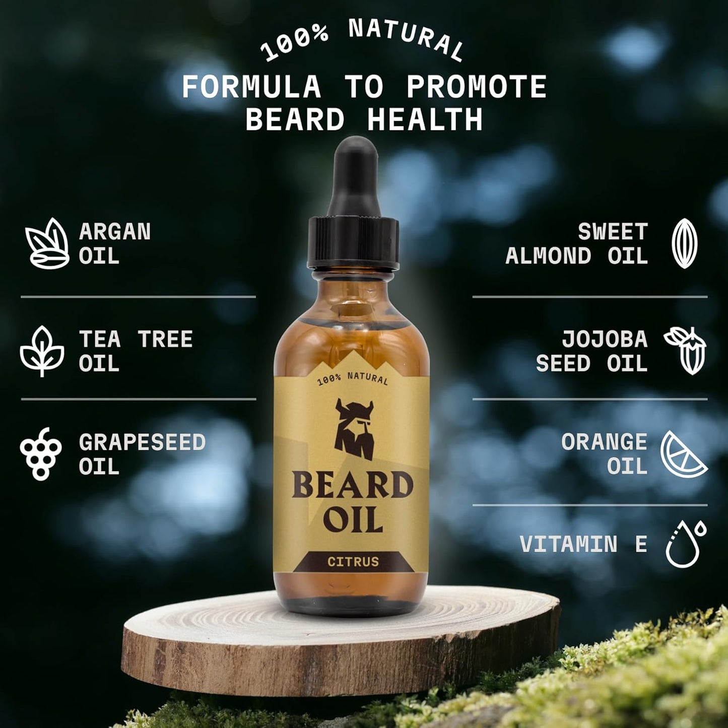 Striking Viking Citrus Beard Oil for Men - 2 Fl Oz, Citrus Scented - Moisturizing & Softening Formula With Jojoba, Argan & Tea Tree Oil