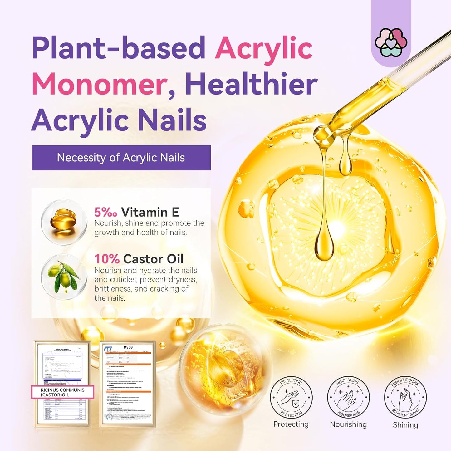 SAVILAND EMA Odorless Monomer Acrylic Liquid: 4 oz Acrylic Nail Monomer for Acrylic Powder, Premium Acrylic Nail Brush Nail Primer Top Gel, Acrylic Nail Kit for Manicurist