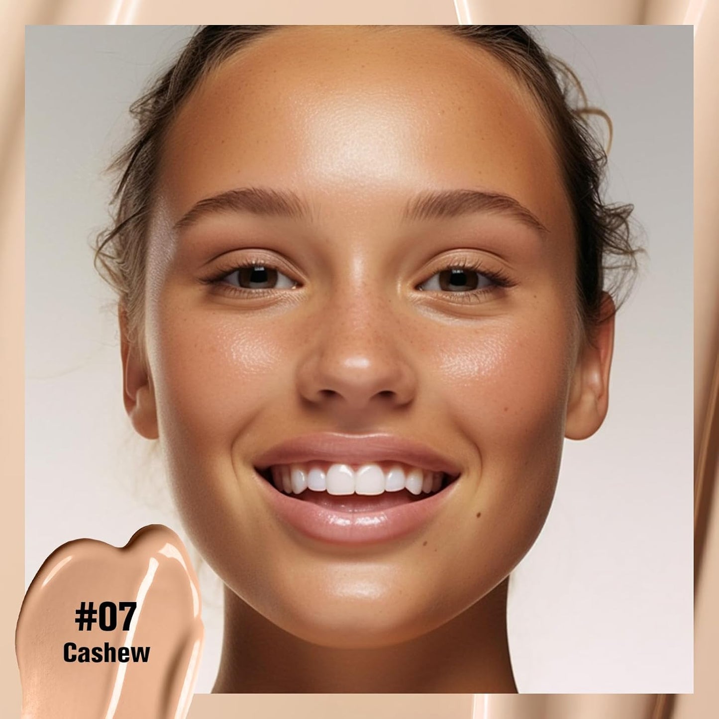 UCANBE Matte Liquid Foundation with Brush, Skincare Serum Foundation Face Makeup with Hyaluronic Acid, Medium to Full Coverage Waterproof Oil Control Longwear, for Mature Skin, Cashew, 1 fl. oz.