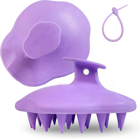 Halocalm Scalp Massager for Hair Growth – Silicone Shampoo Brush for Wet & Dry Hair, Integrated Design, Effective Scalp Scrubber for Shower & Relaxation (Purple)