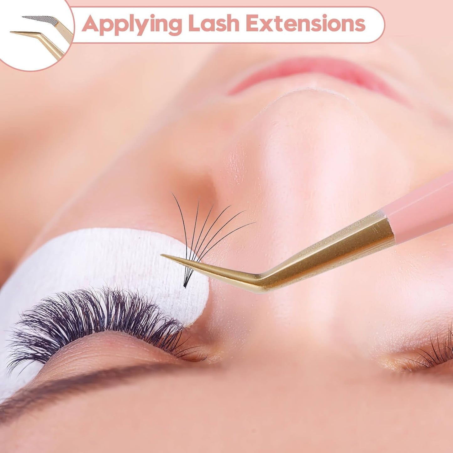 Ms.Queen Lash Tweezers For Eyelash Extensions,5Pcs Professional Fiber Tip Grip Curved 45 90 Degree Boot Volume Tweezers Set