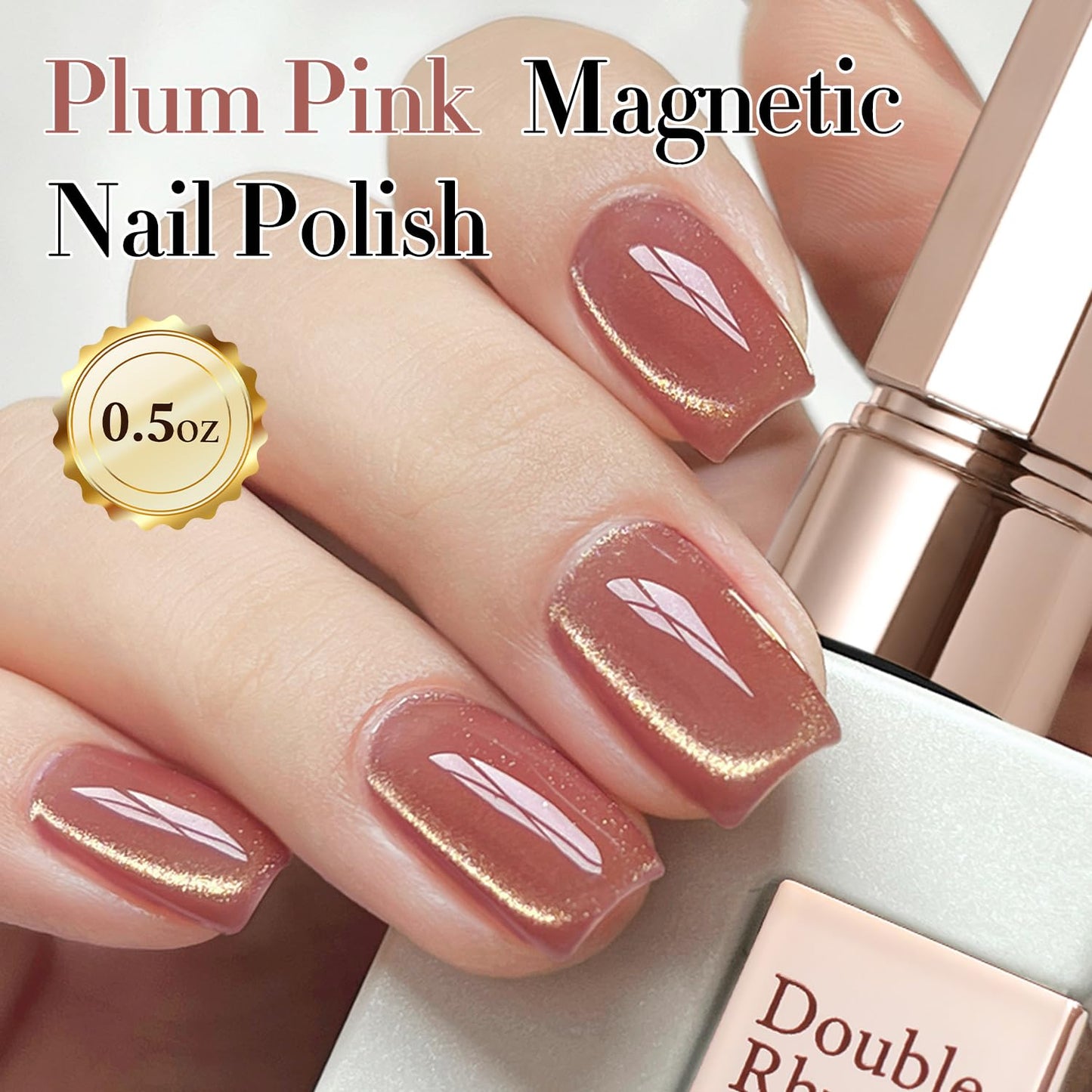 Double Rhythm 15ML Ice Glass Cat Eye Gel Polish with Magnet Holographic Glitter Shimmer Translucent Sheer Color Salon Soak Off Magnetic Nail at Home (Plum Purple-MC1124)