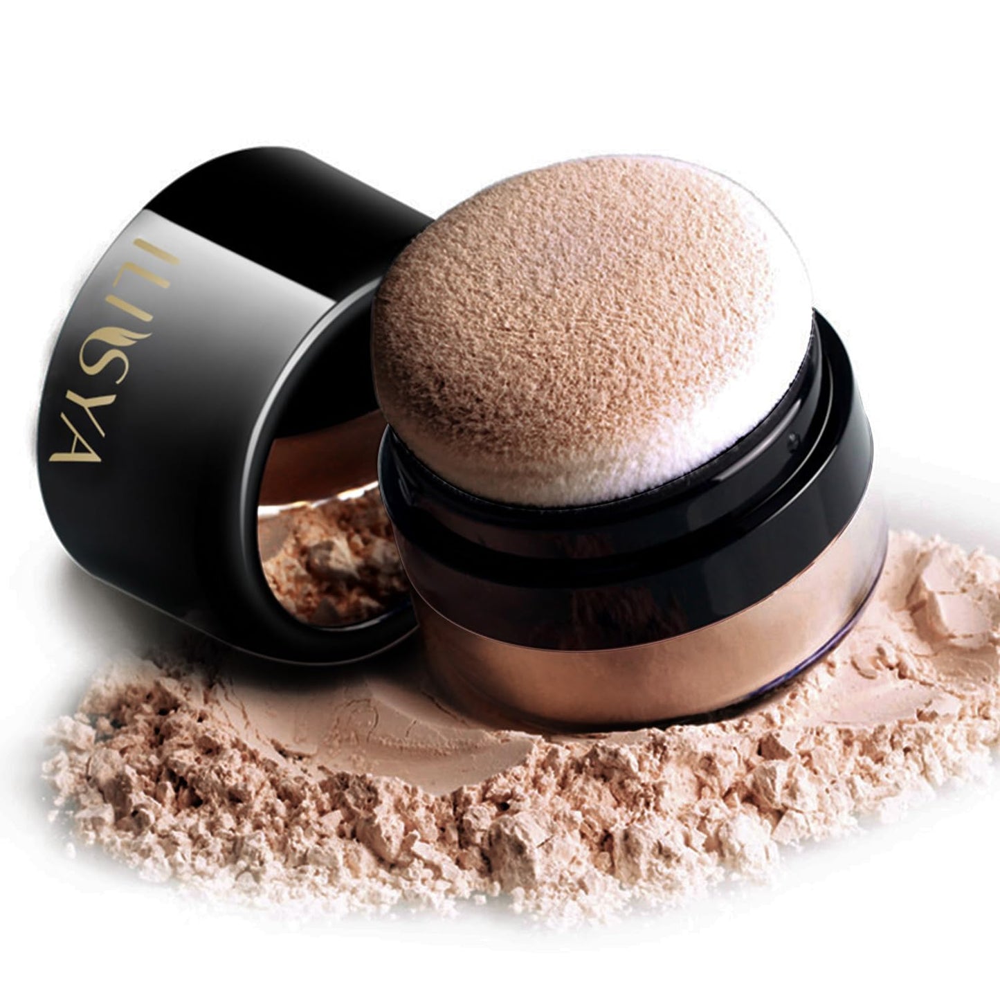 Setting Powder Lightweight Loose Powder Finishing Powder Long-Lasting Face Powder Waterproof with Soft Mushroom Powder Puff & Mirror, Natural Finish, (Light Coffee/Natural)- 3 Boxes