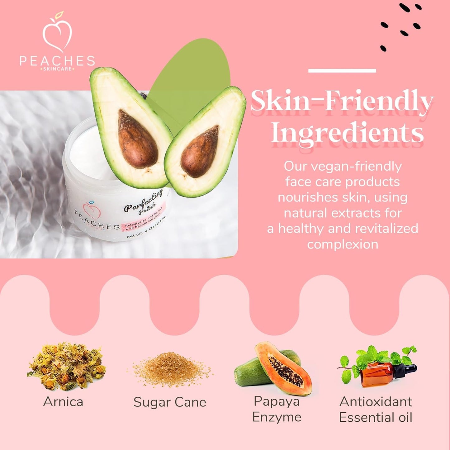 Vegan Exfoliating Scrub – Gentle Face Exfoliator for Delicate Skin with Sugar, Lavender, and Arnica Montana – Helps Improve Skin Texture and Clarity – Perfecting Polish (4 oz)