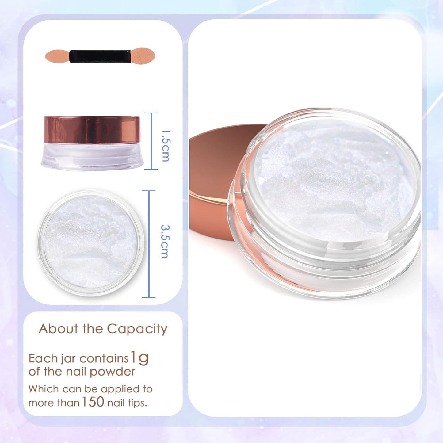 Laza Chameleon Pearl Chrome Nail Powder, Glazed Donut Metallic Mirror Effect Pigment, Iridescent Aurora Nail Glitter Holographic Fairy Dust Nail Art Supplies Nail Techs, Resin Craft – Mermaid Legend