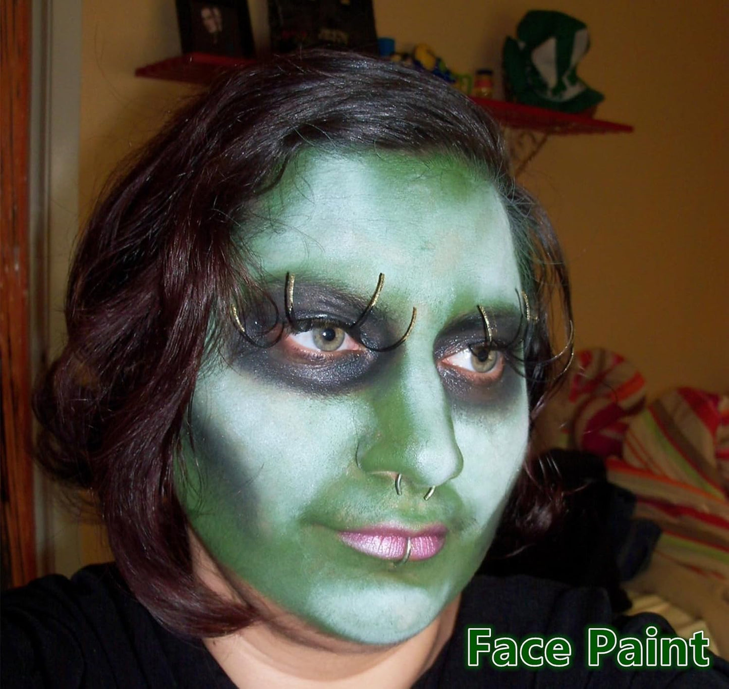 Go Ho 3 PCS Dark Purple Green Black Cream-Blendable Sticks,Waterproof Green and Purple Face Body Paint Professional SFX Makeup,Safe Facepaint Nose &Lip Smacking for Festival Halloween Makeup