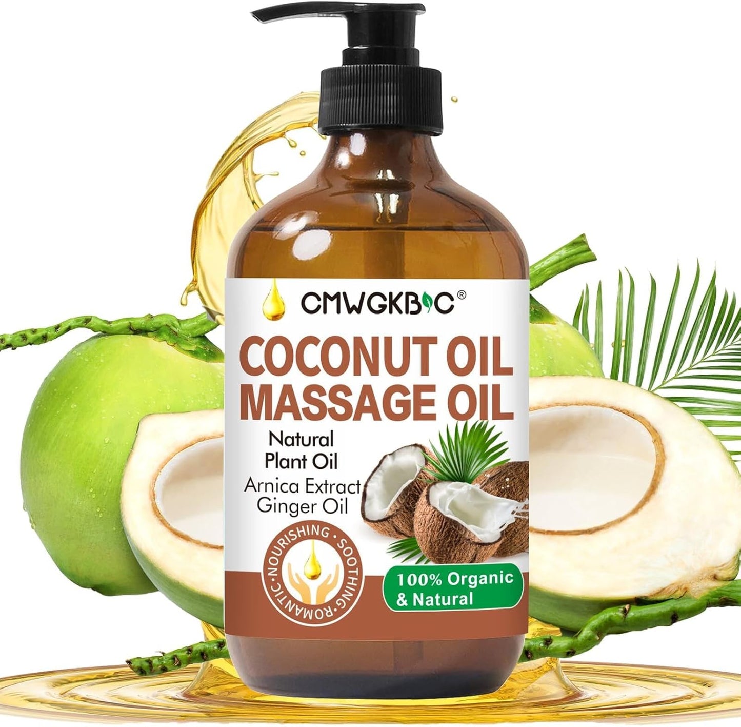 Coconut Oil Massage Oil for Massage Therapy- Relaxing Massage Oil,Carrier Oil for Essential Oils,Non-Greasy Coconut Oil for Skin and Hair,Massage Oils for Date Night Spa Body Oil for Women Men