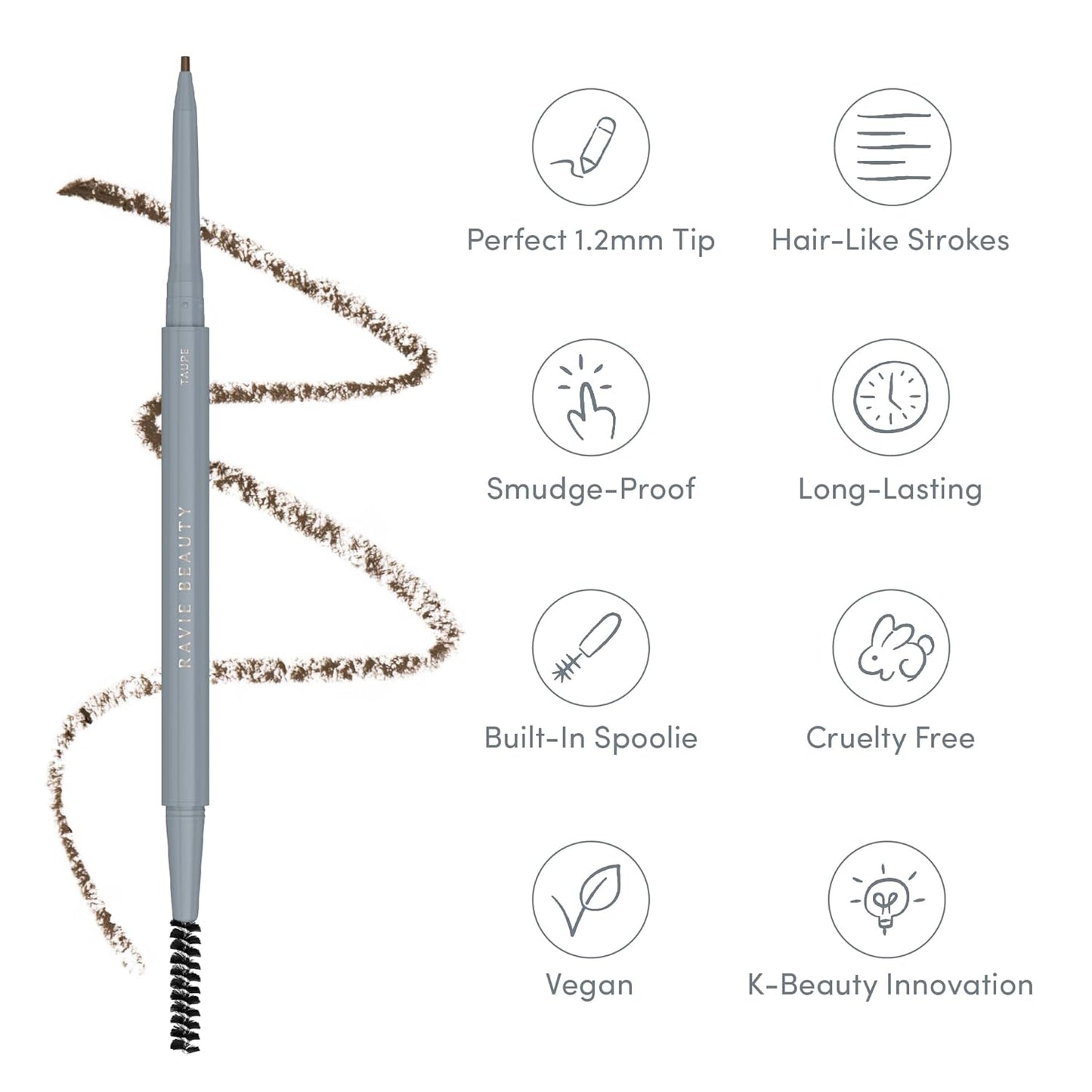 Easy Everyday™ Brow Pencil - Best Eyebrow Pencil for Women, Smudge Proof Hair-Like Strokes, 1.2mm Precision Tip with Spoolie, Vegan (Taupe)