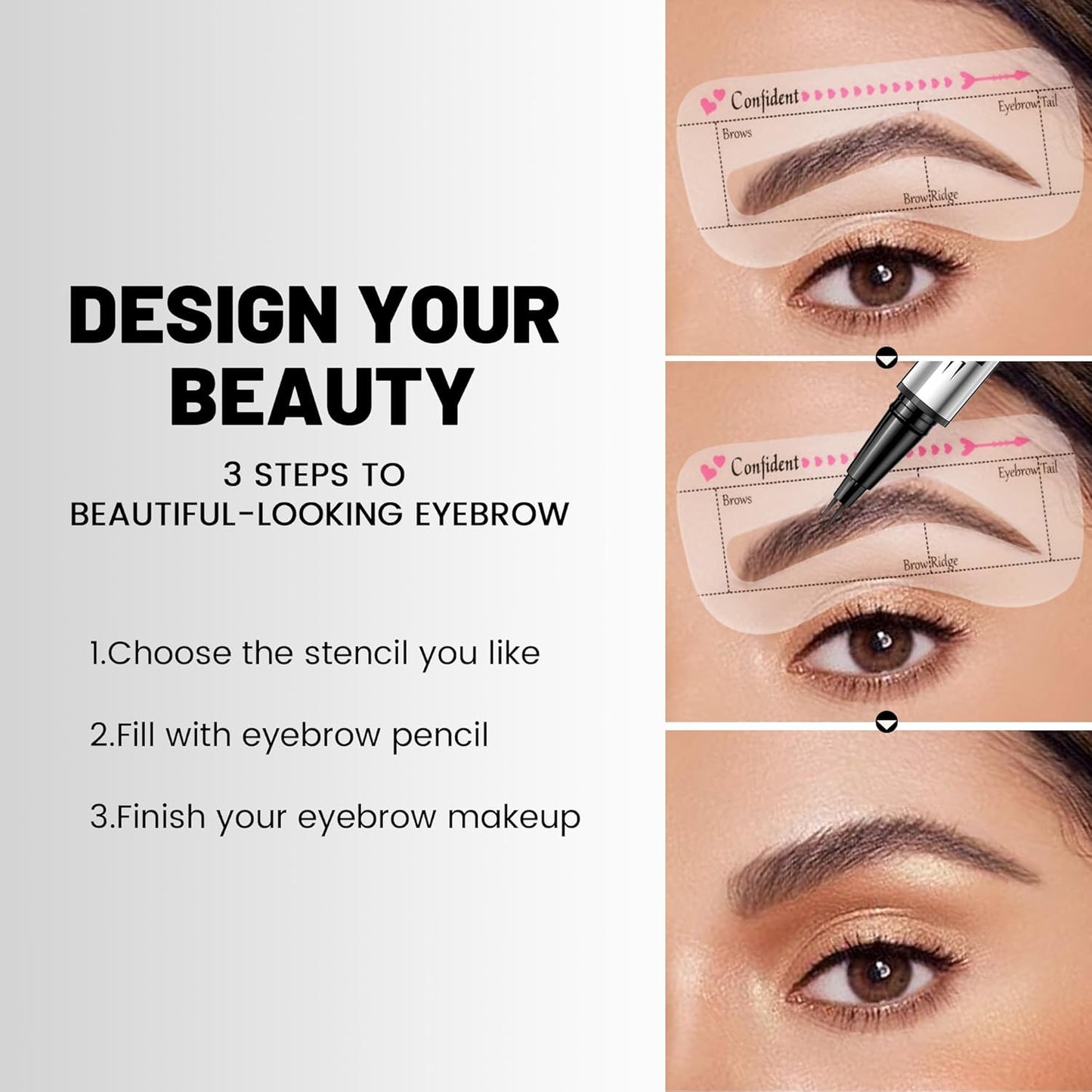 2 Pack 2 Fine Tip Eyebrow Pen, Waterproof Filling Faux Brow Makeup Pencils for Women with Precise Curved Brush-Tip to Fast Create Natural Hair-Like Brows, Last All-Day (Charcoal Grey)