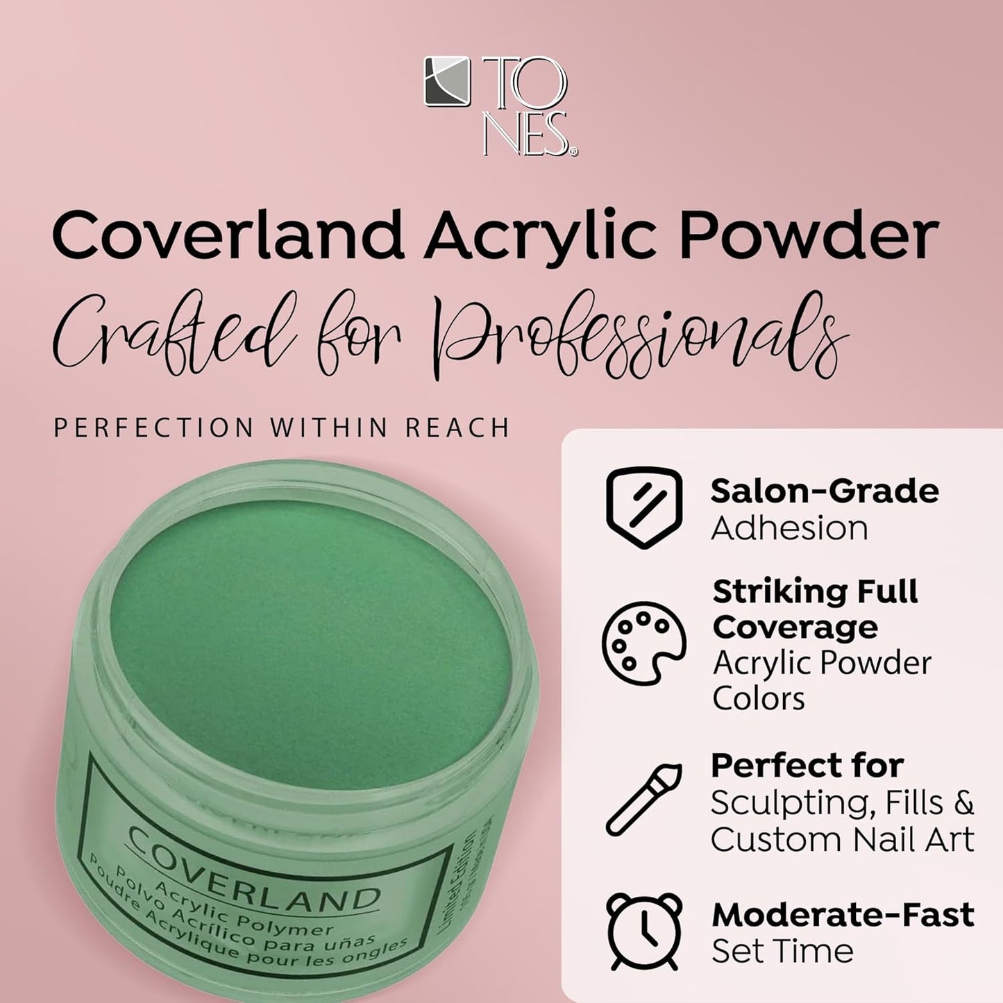Tones Coverland Acrylic Nail Powder "Christmas Tree" - Limited Edition Acrylic Powder for Nail Design, Sculpting, and Masking Nail Bed Imperfections - Professional Acrylic Nail Supplies - (1.5 Oz)