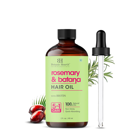 Botanic Hearth 100% Pure Rosemary Batana Hair Oil (2fl oz) with Biotin |Hair Oil Repairs Dry Damaged Hair, Strengthening, Healthier Hair- Hair Tonic
