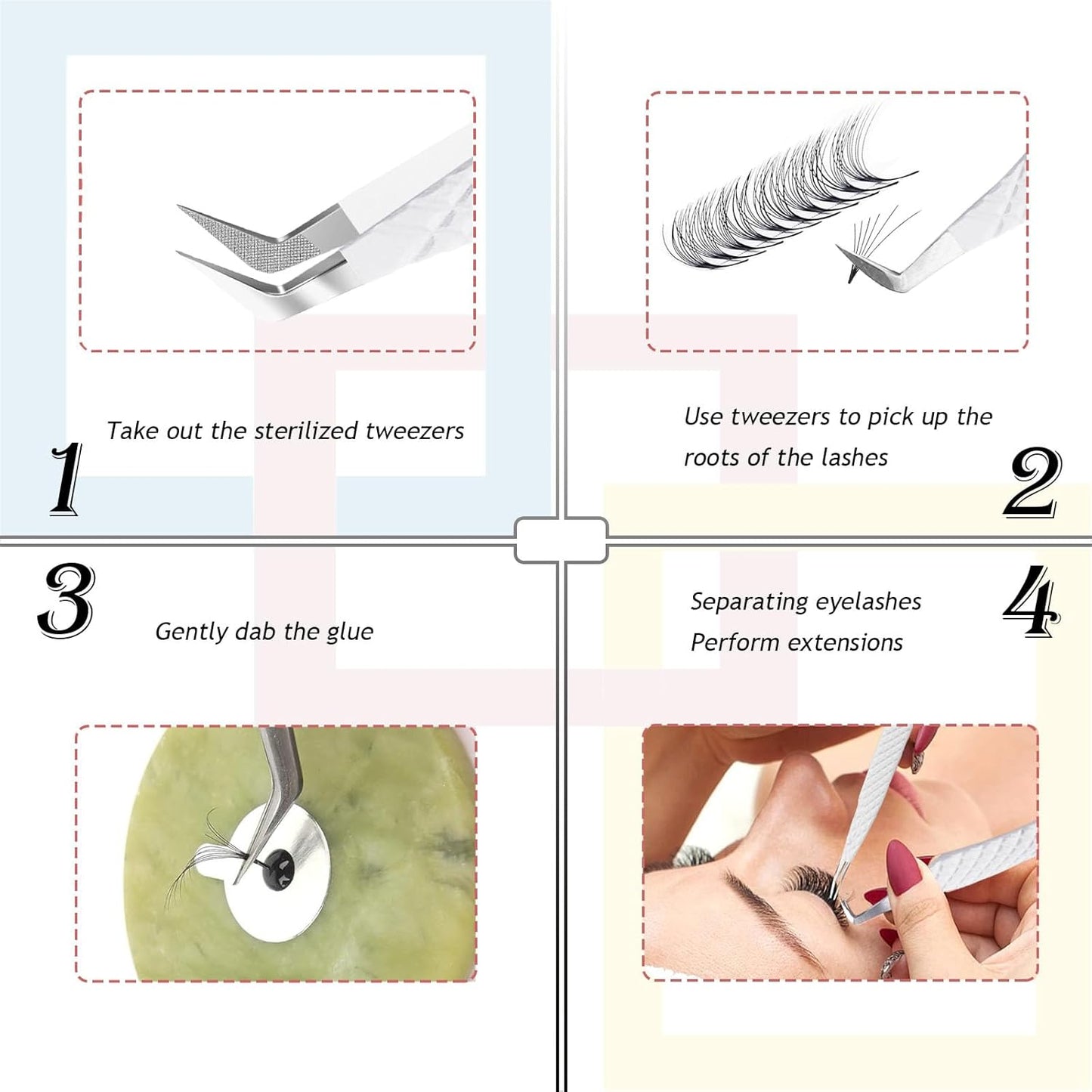 Lash Tweezers For Eyelash Extensions Fiber Tip Lash Tweezers Tweezers For Women Precision Tweezers Professional Craft Tweezers, Fiber Tip Japanese Steel (White-Boot Tweezers)