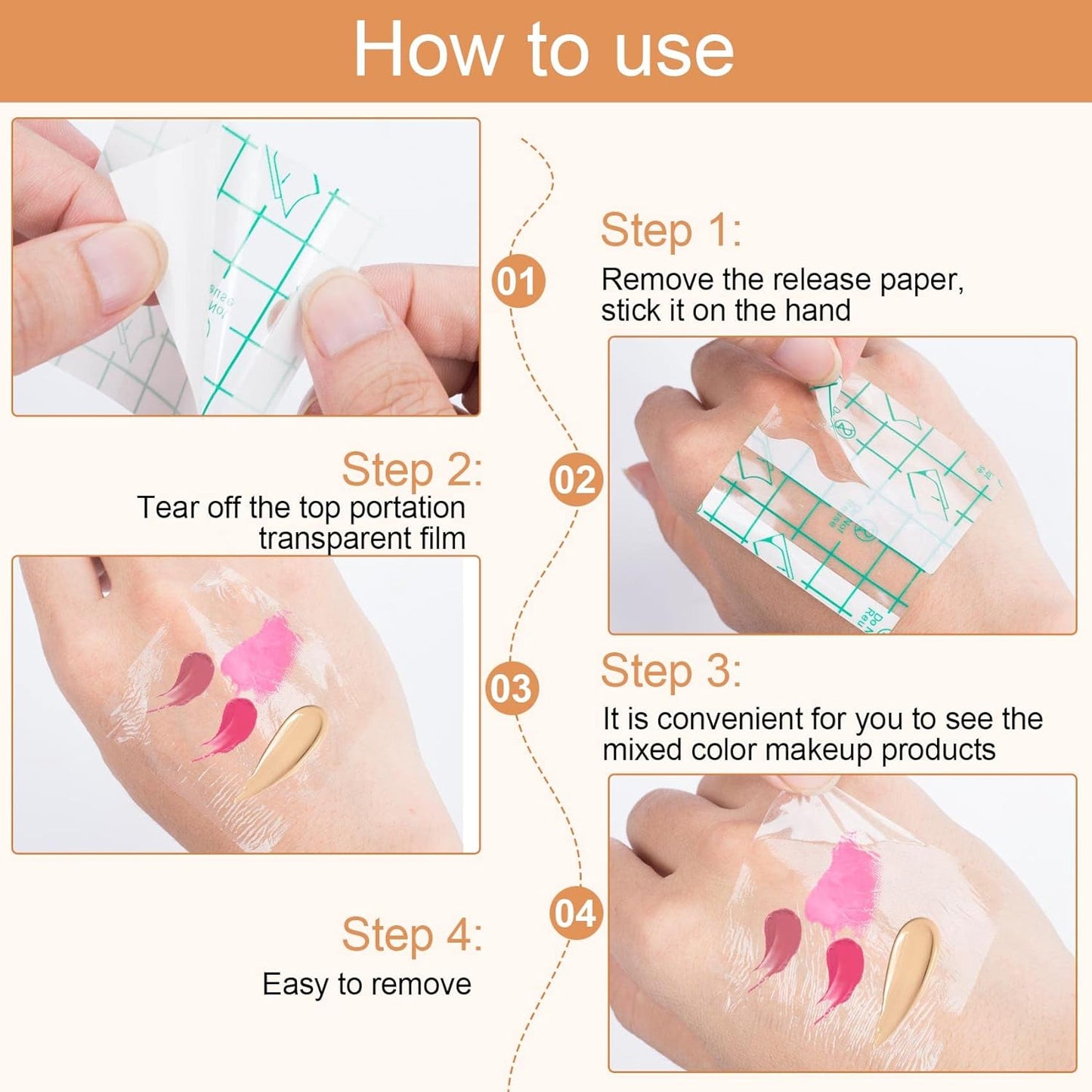 ANCIRS 150pcs Disposable Makeup Hand Palettes, 2.4x2.4inch Adhesive Waterproof PU Cosmetic Makeup Palettes for Women Girls Female Artists Make up