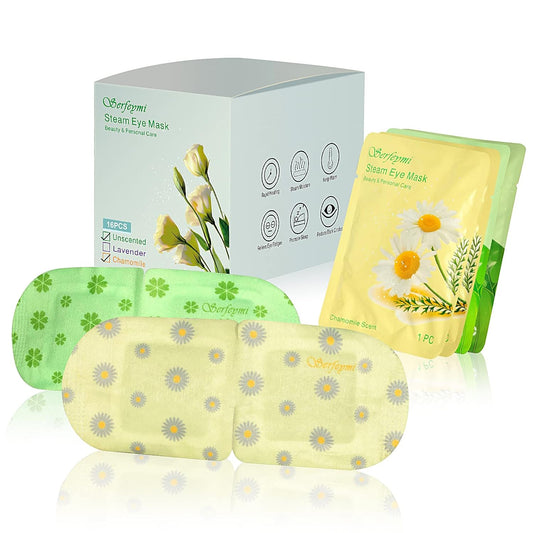Serfeymi 16 Packs Steam Eye Masks for Sleep, Self Heating Warm Eye Mask, Hot Compress Eye Mask Skincare Disposable Eye SPA Heated Eye Mask for Eye Care -Unscented(8PCS)+ Chamomile(8PCS)