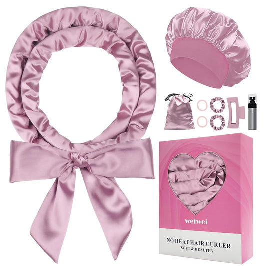 weiwei Satin Heatless Curlers Hair Curler, No Heat Curls Overnight Hair Curlers to Sleep In Overnight Curls Headband, 70" Hair Curlers No Heat, 9 Pcs Satin Heatless Curling Set for Women Long Hair