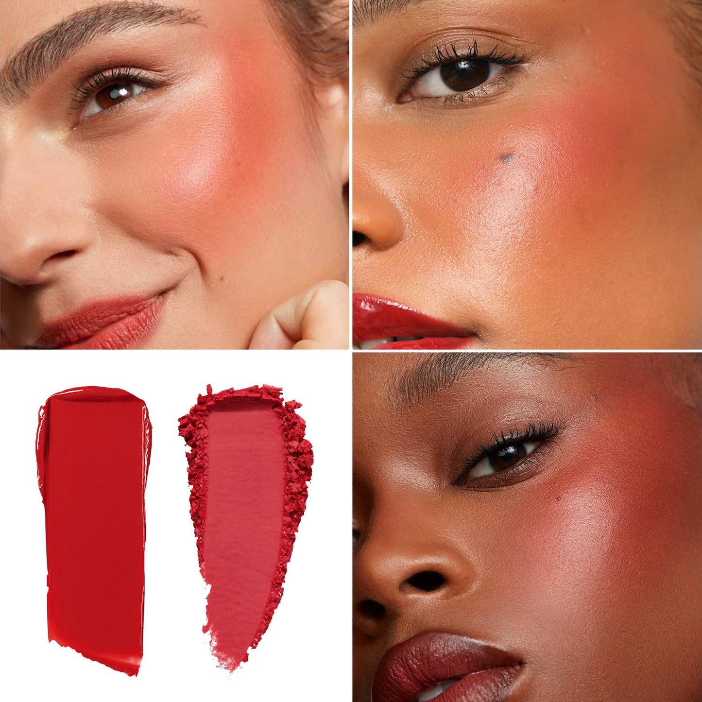 Blush Palette Duo – Cream & Powder Blush Set in Classic Red, Long-Wearing & Moisturizing, Easy to Blend, Radiant Coverage for Cheeks, Eyes & Lips, Magnetic Palette Compatible (2Pack,Merlot Mood)