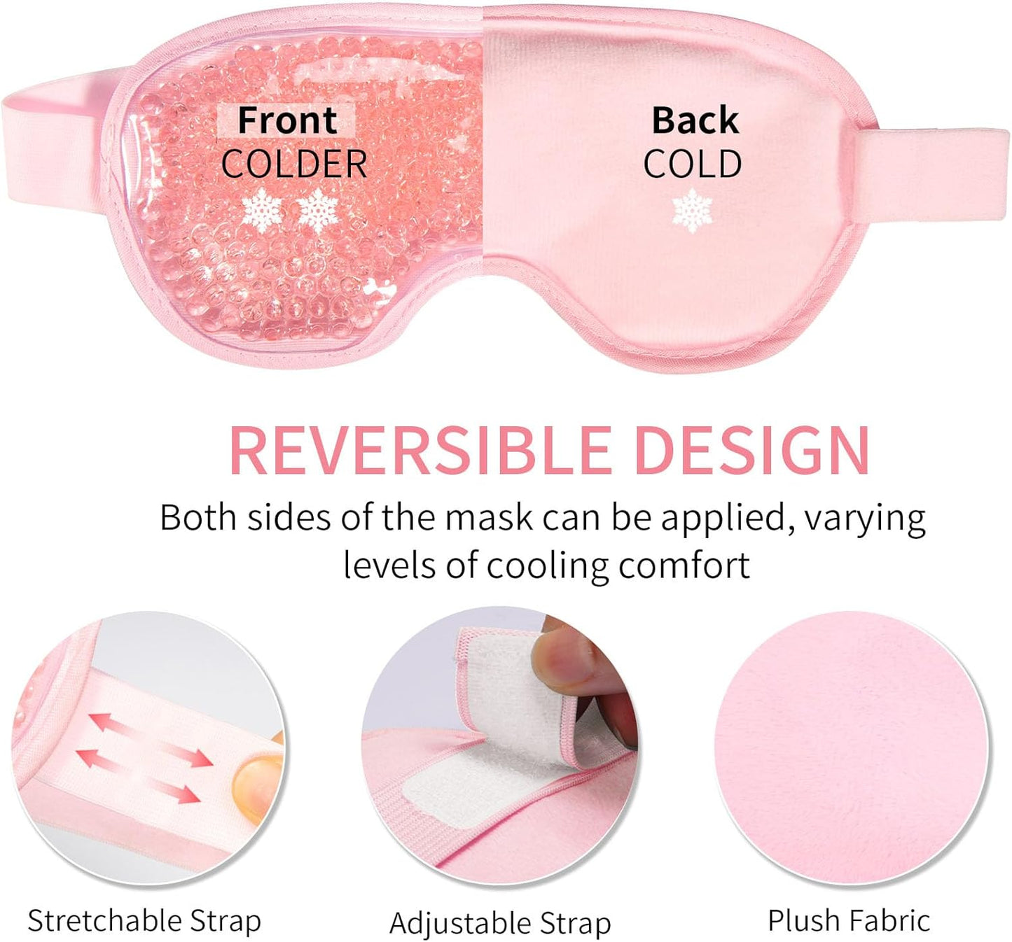 Cooling Eye Mask with Gel Bead, Reusable Cold Compress Ice Pack Sleeping Eye Cooling Pads for After Eyelid Surgery, Puffiness, Puffy Eyes, Headache, Migraine Relief (Pink)