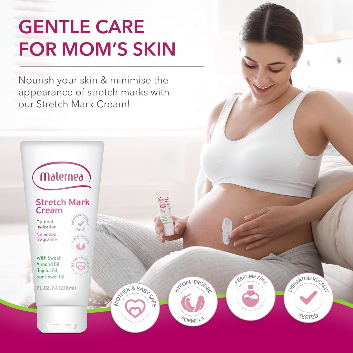 Stretch Mark Cream - Provides Optimal Skin Hydration and Improves its Appearance. 7.44 FL. OZ. (220ml)