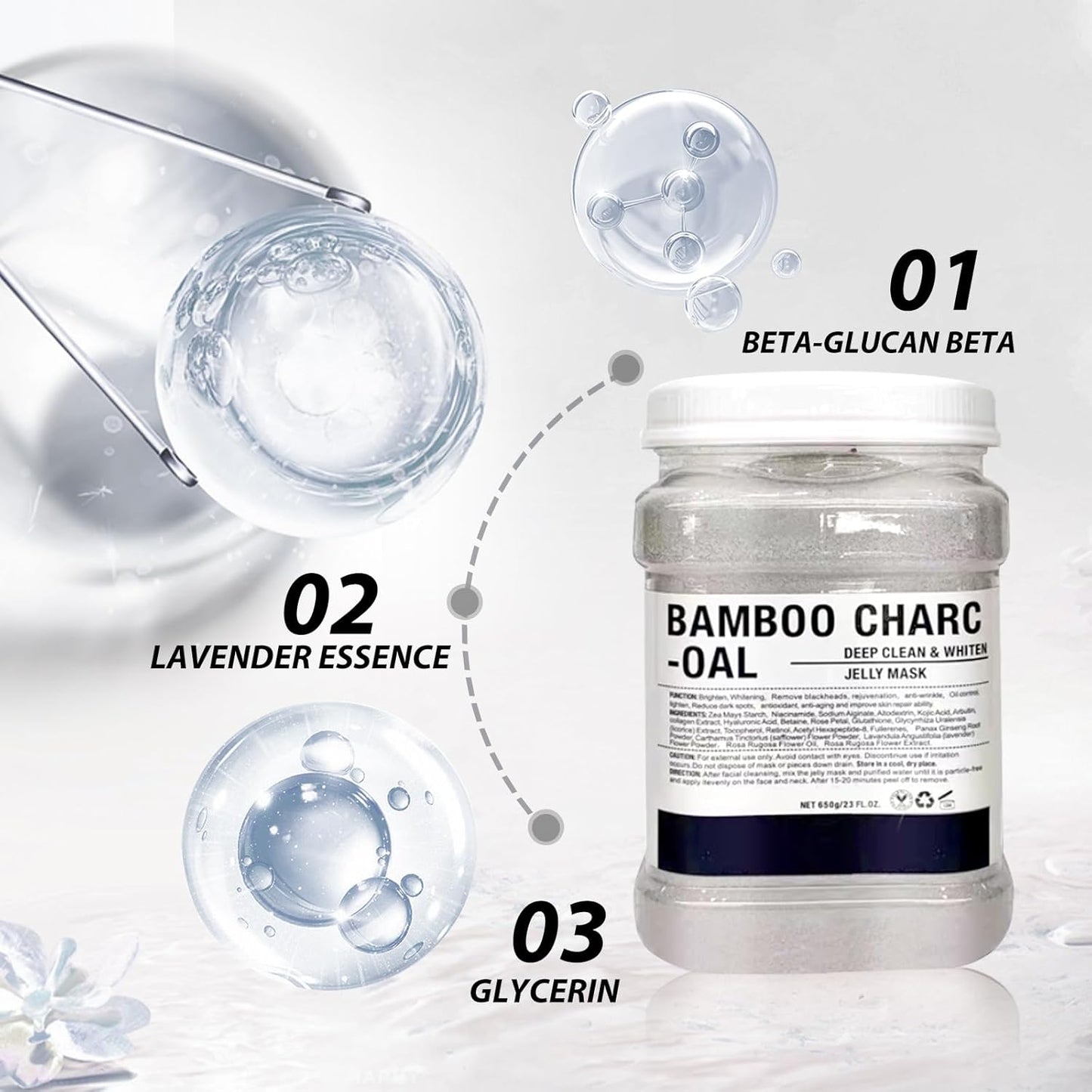 Jelly Mask for Facials, Hydrating & Moisturizing Peel-Off Rubber Gel Face Mask, Skin Care for Deep Hydration & Glow, 23 Fl Oz Jar, Professional Spa Use for All Skin Types with Bamboo essence