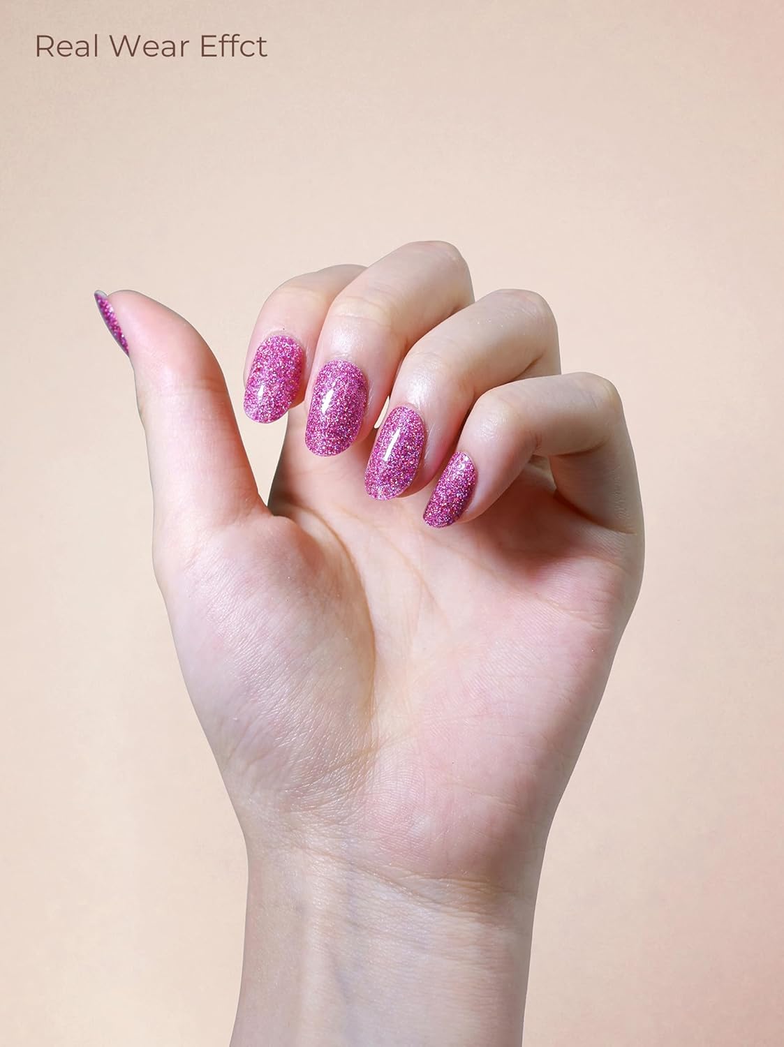 Pre Cured Gel Nail Strips - 44PCS Salon Quality Gel Nail Stickers - Long Lasting Polish Wraps for Women no UV Light Needed Easy Apply& Remove (Neon Pink)