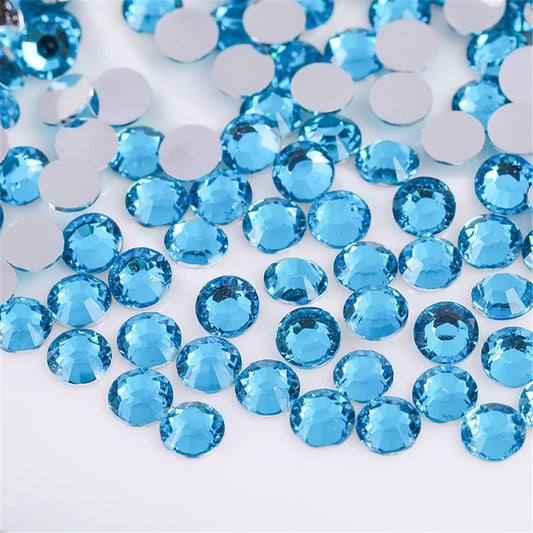 1000 Pieces SS20 5mm Flatback Rhinestones Clear Glass Round Gems Crystals for Nail Art DIY Crafts Clothes Shoes Bags （Aqua Blue）