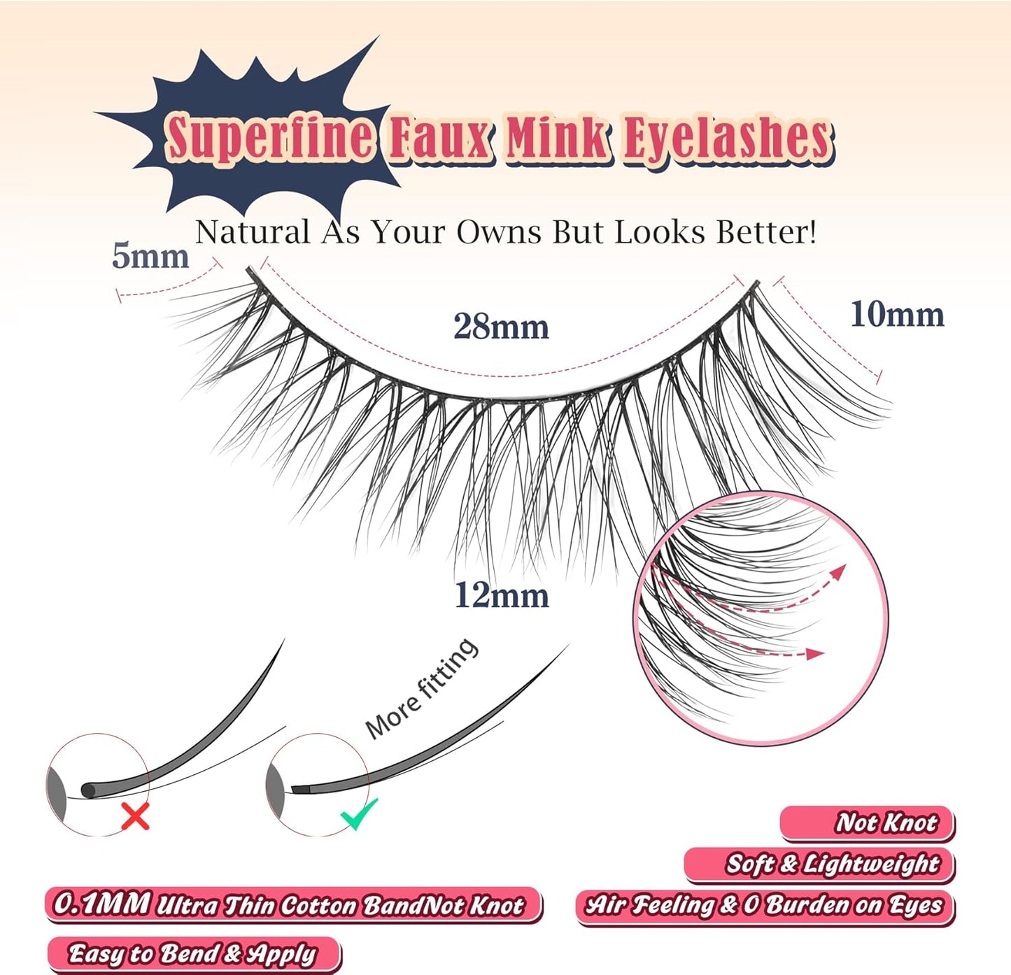 Eyelashes Natural Cat Eye Lashes False Eyelashes Wispy Lashes C Curl Flared Eye Lashes Pack Cat Eyelashes Soft Strip Lashes 12mm Lash Strips Siligli 10 Pair
