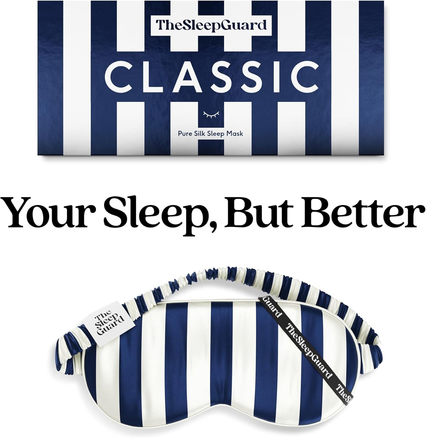 Pure Silk Sleep Mask [100% 6A Mulberry Silk, 22 Momme] Light Blocking Travel Essentials. Eye Masks for Sleeping. Black Oeko-Tex Blindfold. Eye Covers for Men & Women