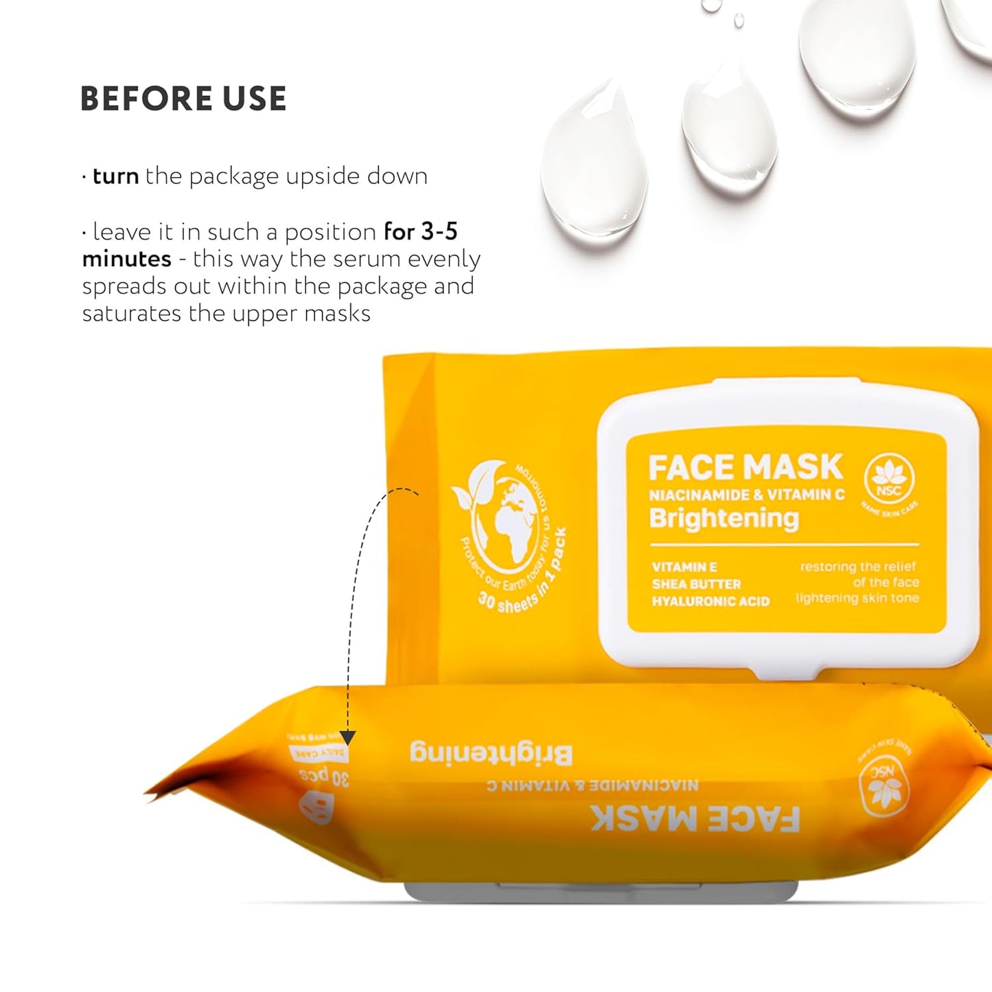 Korean Sheet Masks with Niacinamide & Vitamin C - 30-Pack Premium Face Mask Set - Intensive Hydrating Sheet Mask Collection - Advanced K-Beauty Skincare - Complete Monthly Supply for Daily Face Care