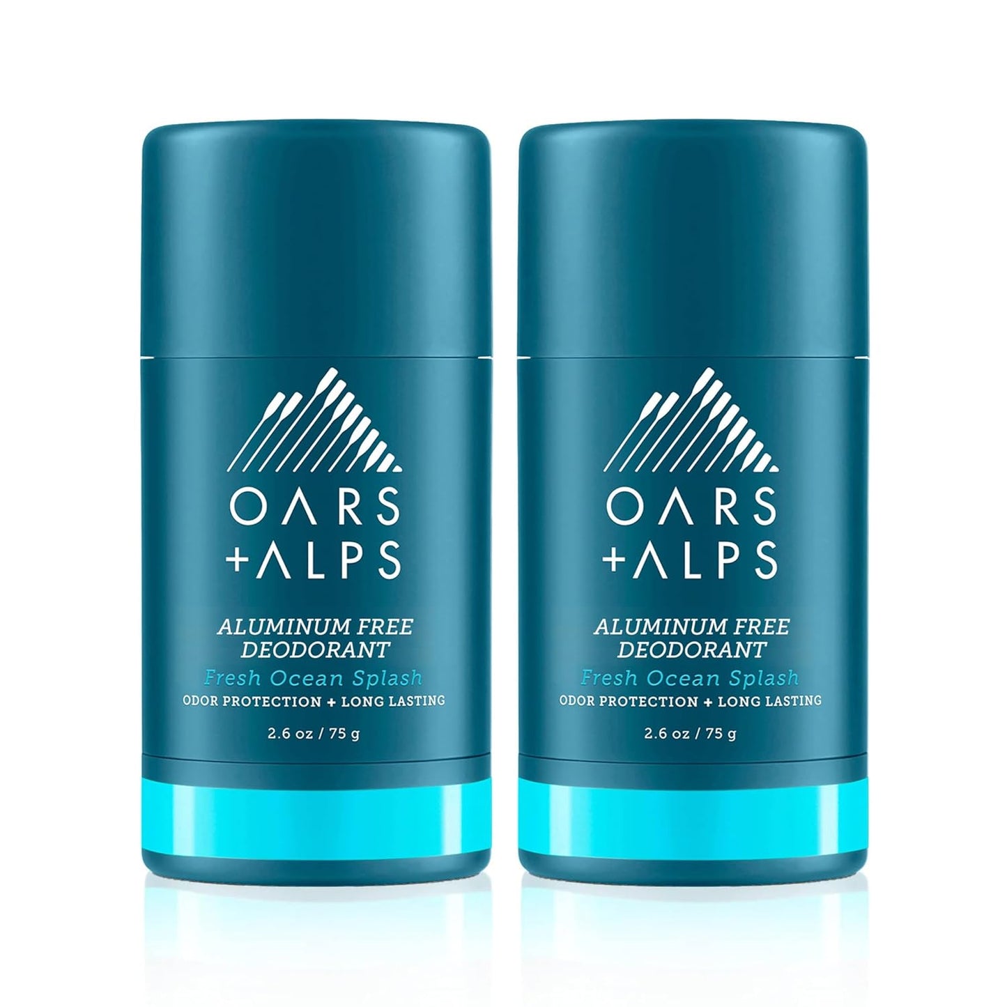 Oars + Alps Aluminum Free Deodorant for Men and Women, Dermatologist Tested and Made with Clean Ingredients, Vegan, Fresh Ocean Splash, 2 Pack, 2.6 Oz Each