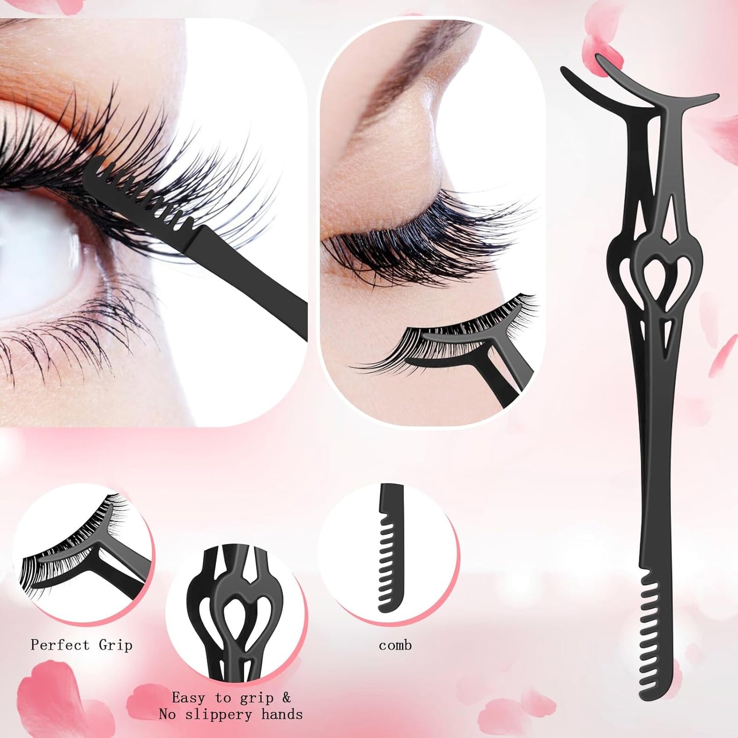 Eyelash Applicator Tool – 2-in-1 Lash Applicator Tool Set with Eyelash Extension Tweezers, Brush – Professional Eye Lash Applicator Tools for DIY Eyelash Extensions, Cluster Lashes