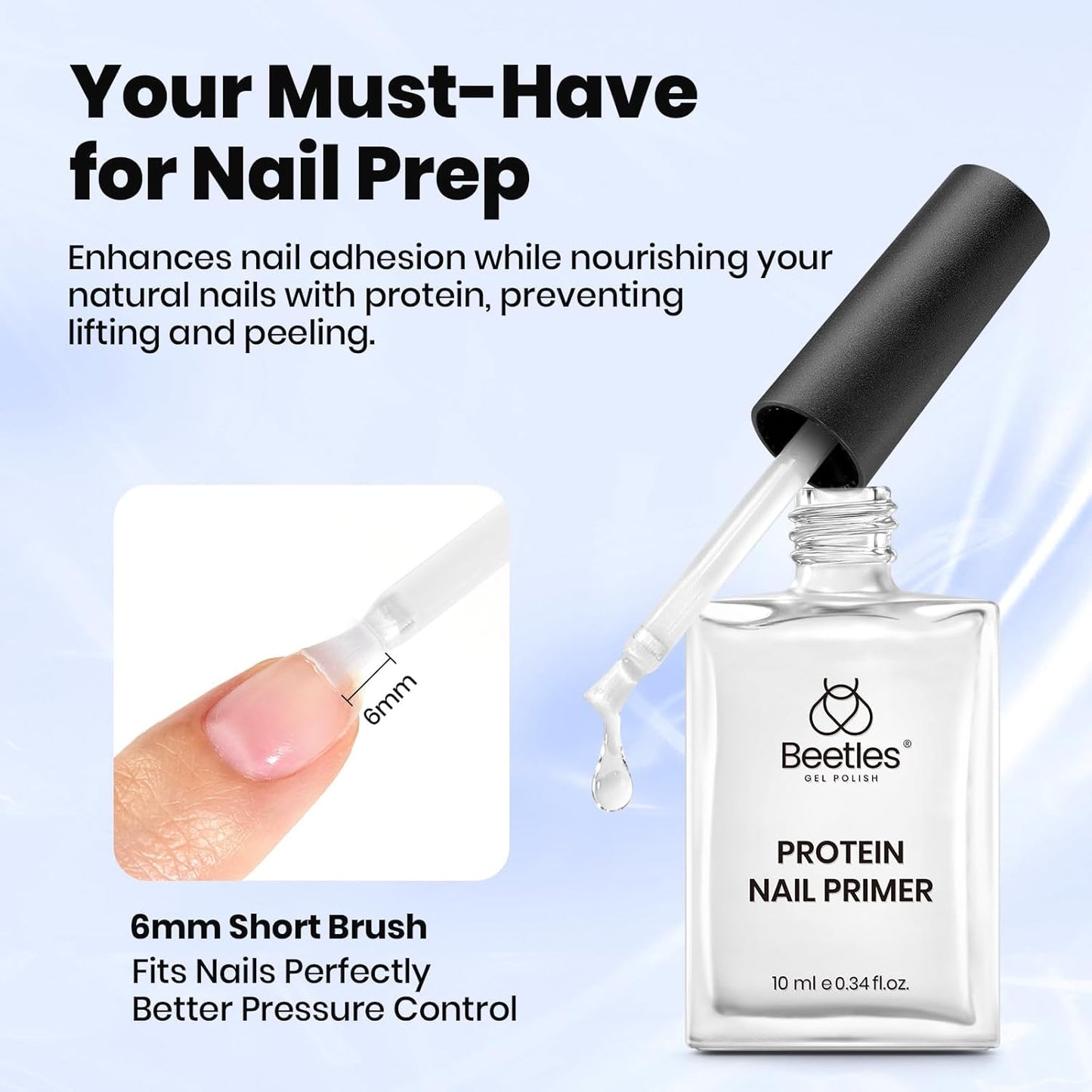 Beetles HEMA-Free Nail Glue & Primer Set, 2Pcs 10ml Super Strong 9 in 1 Nail Glue Gel and Bond Primer for Acrylic Fast Dry Nail Supplies, Long-Lasting Professional Nail Kit, U V Light Required