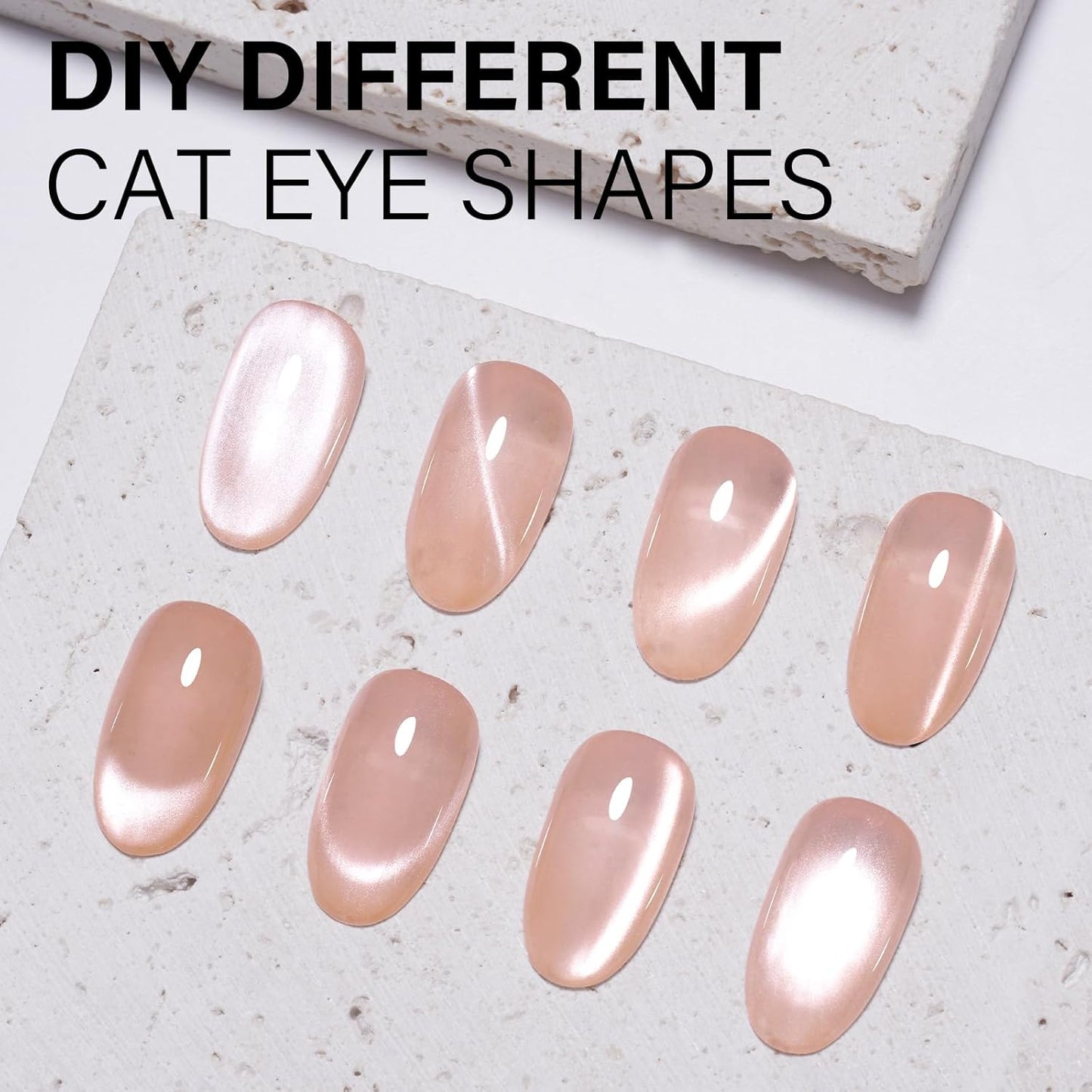 AILLSA Glass Cat Eye Gel Nail Polish, 15ml Nude Glitter Jelly Sheer Gel Polish, Translucent Magnetic Shimmer Sparkle Nail Art U V Salon 0.5 OZ GF39