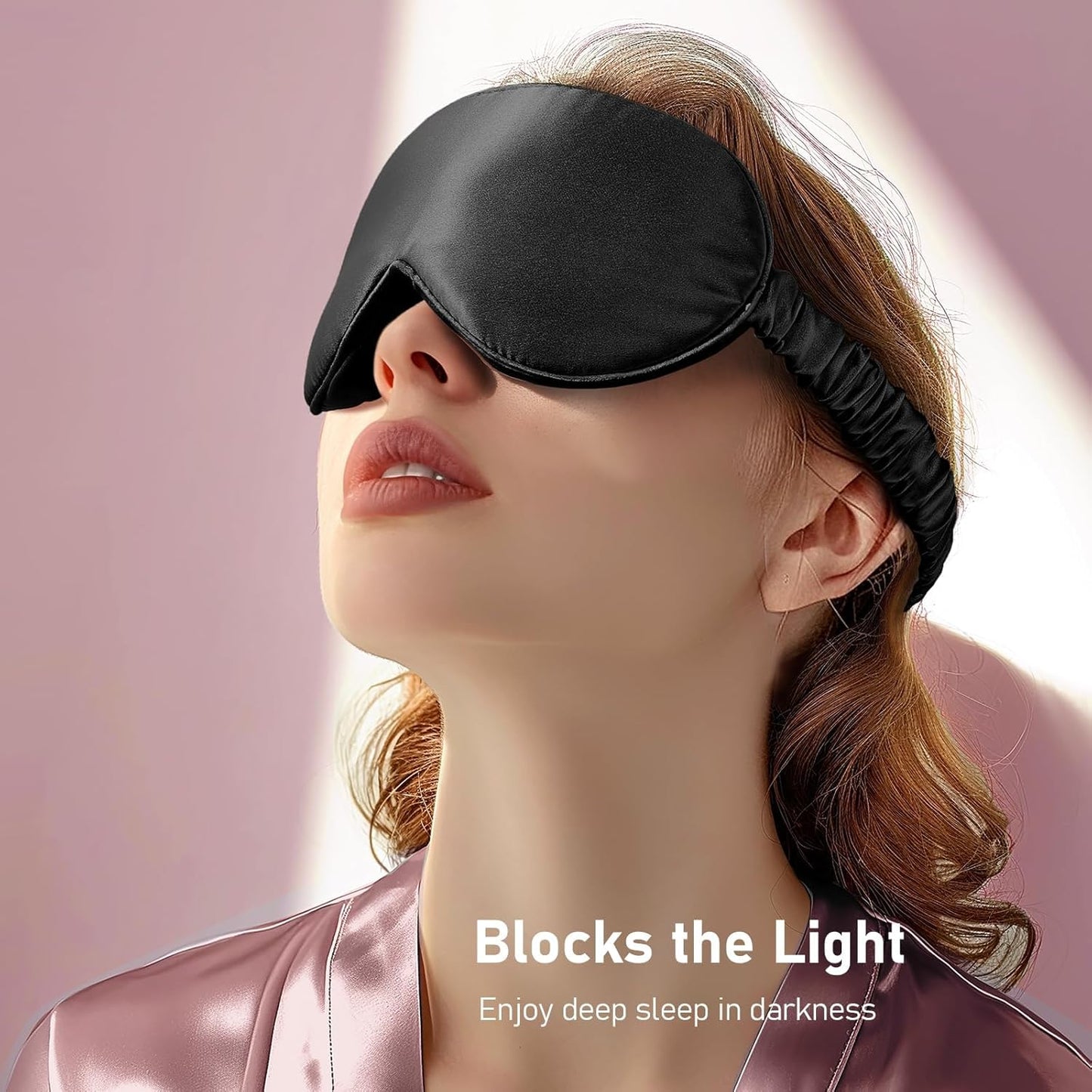 LitBear 100% 22 Momme Mulberry Silk Sleep Mask - 3D Contoured Eye Mask for Men & Women, Soft Breathable Sleeping Mask with Adjustable Strap, Perfect Blocks Light for Sleeping (Black)