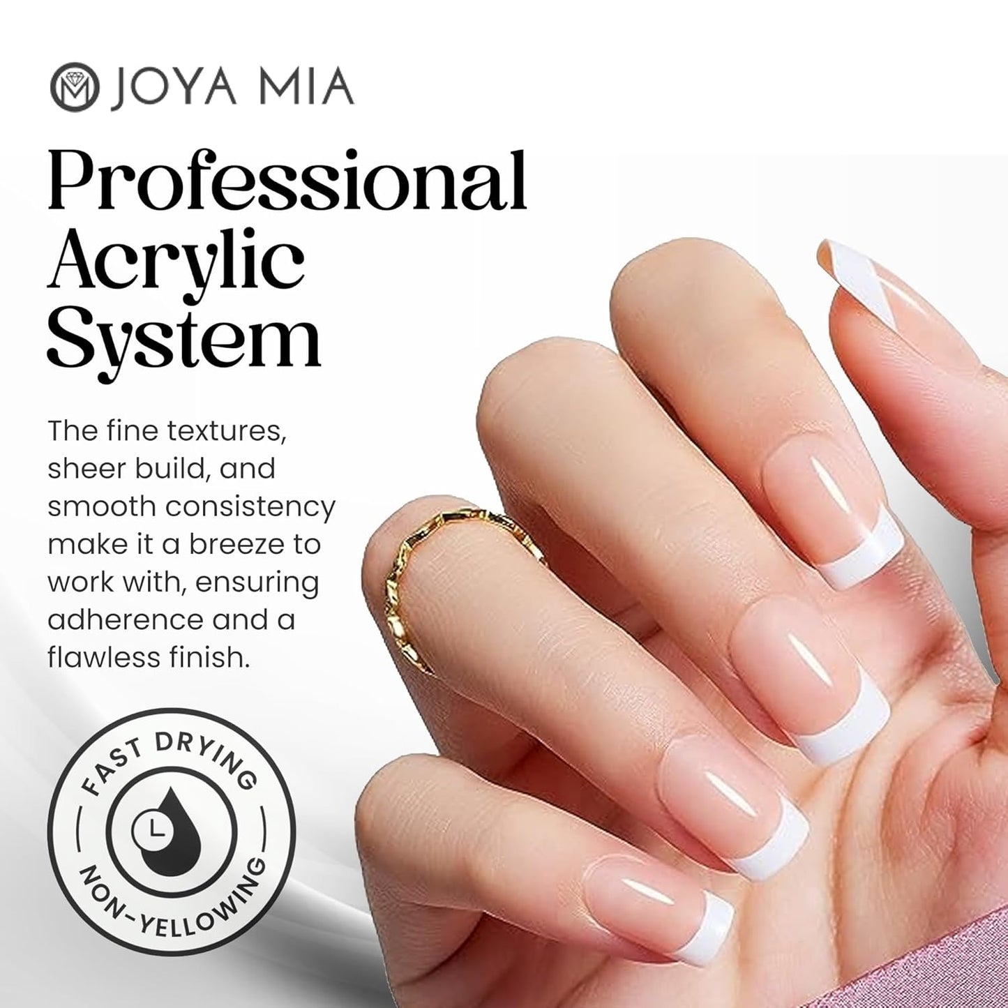 Joya Mia Acrylic Powder for Nails, MMA-Free, Super Adhesion Professional Powder for Flawless & Long-Lasting Nail Enhancements, Easy Application, Vibrant & Stunning Colors - Pure White, 32 oz