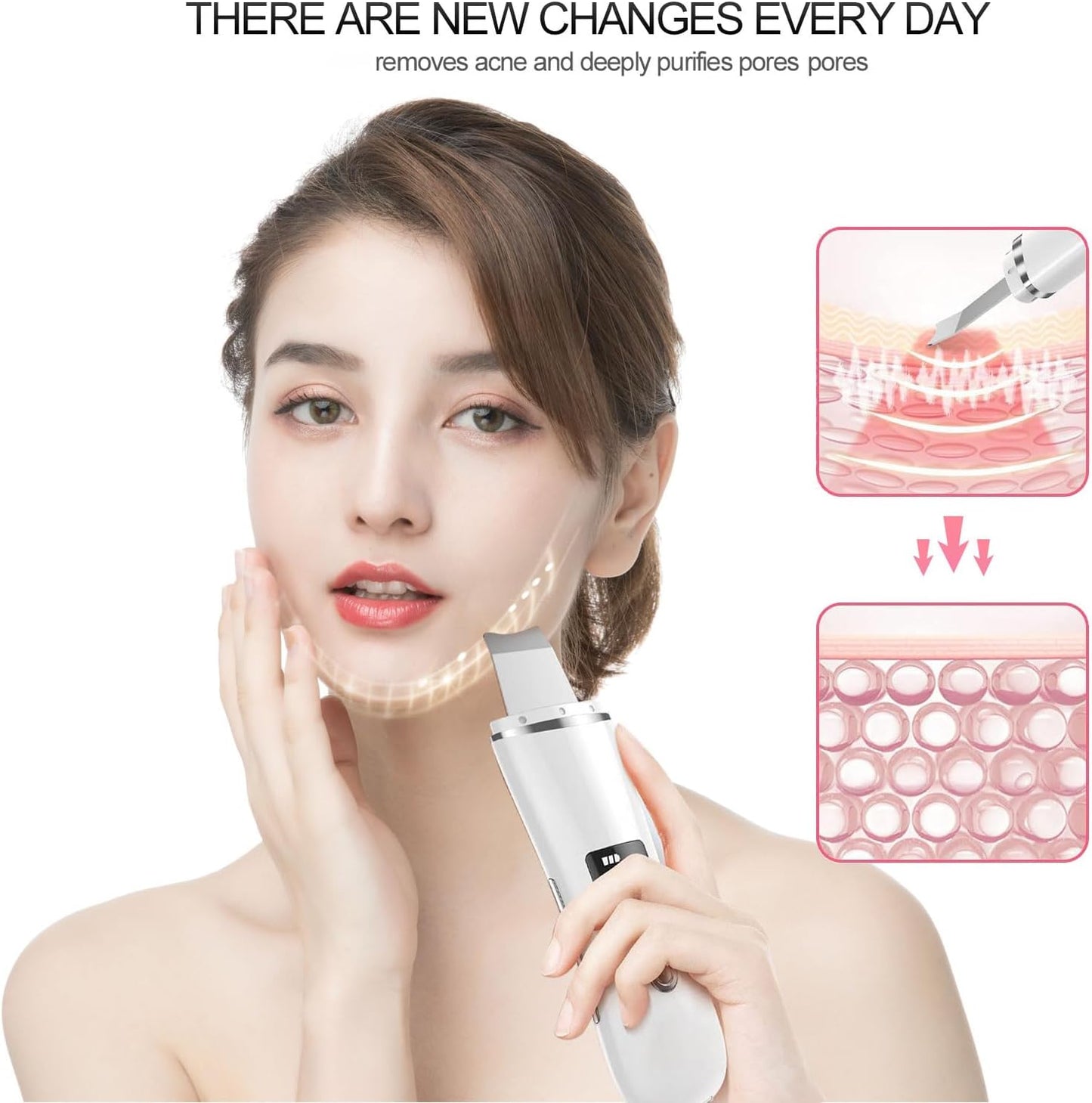 Face Scrubber Skin Spatula - Blackhead Remover with 4 Modes, Pore Extractor Face Spatula Deep Cleansing for Facial Skincare Women Gift