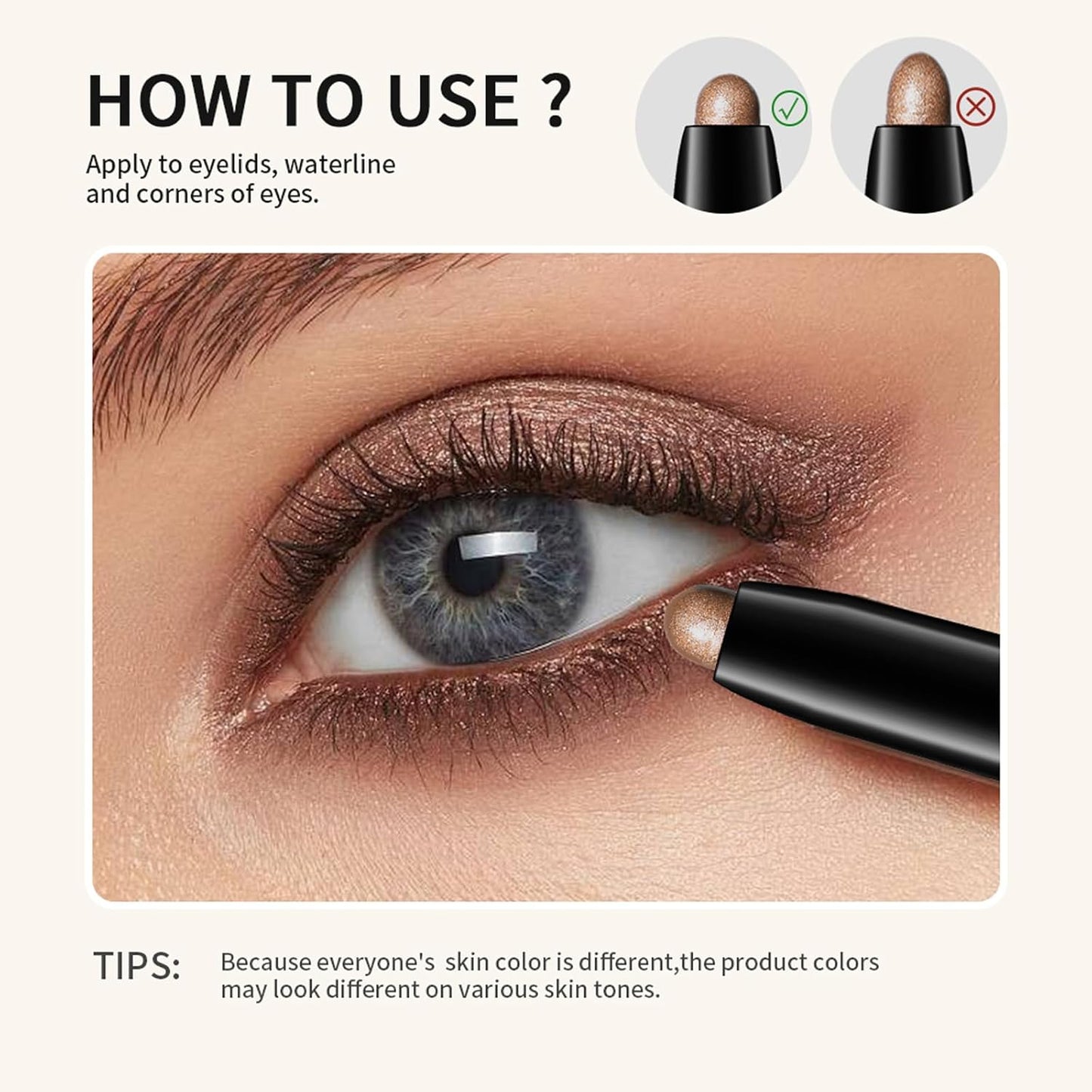 Eyeshadow Stick, Shimmer and Matte Cream Eye Shadow Brightener Sticks Eyeliner Pencil Crayon, Waterproof Long Lasting Eye Highlighter Stick Makeup,0.056 Oz(#3-Desert)