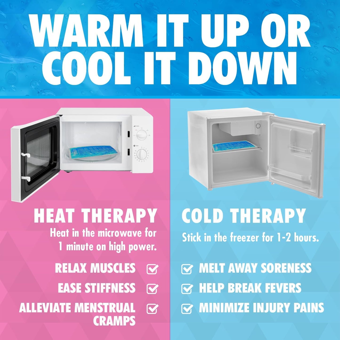 Perfect Remedy 2-Pack Gel Ice Packs for Injuries Reusable, Hot & Cold Pack That’s Durable, Soft & Flexible, Fast Relief & Recovery (Blue, Reg 2PK)