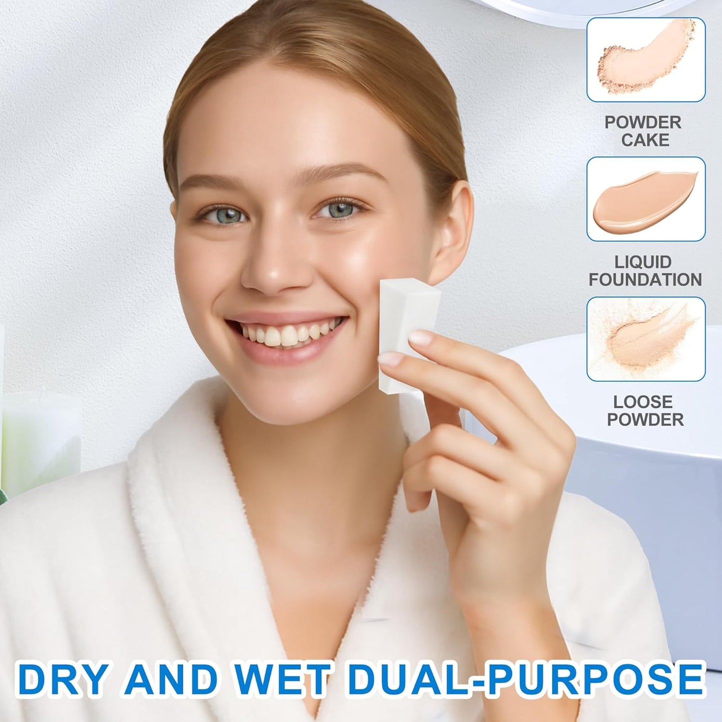 120 Count Makeup Sponges Triangle Cosmetic Wedges for Foundation Blending, Nail Art, Crafts, Painting (White)