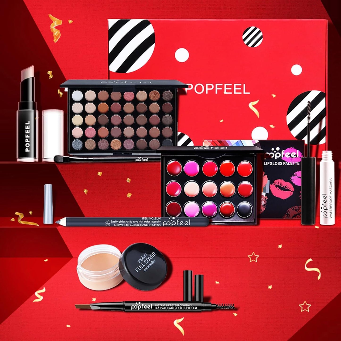 All in One Makeup Kit for Women Full Kit, Kit de Maquillaje para Mujer Included Shimmer 40 Colors Eyeshadow Palette, Brushes, Mascara, Eyeliner, Lipstick Palette, Contour Stick