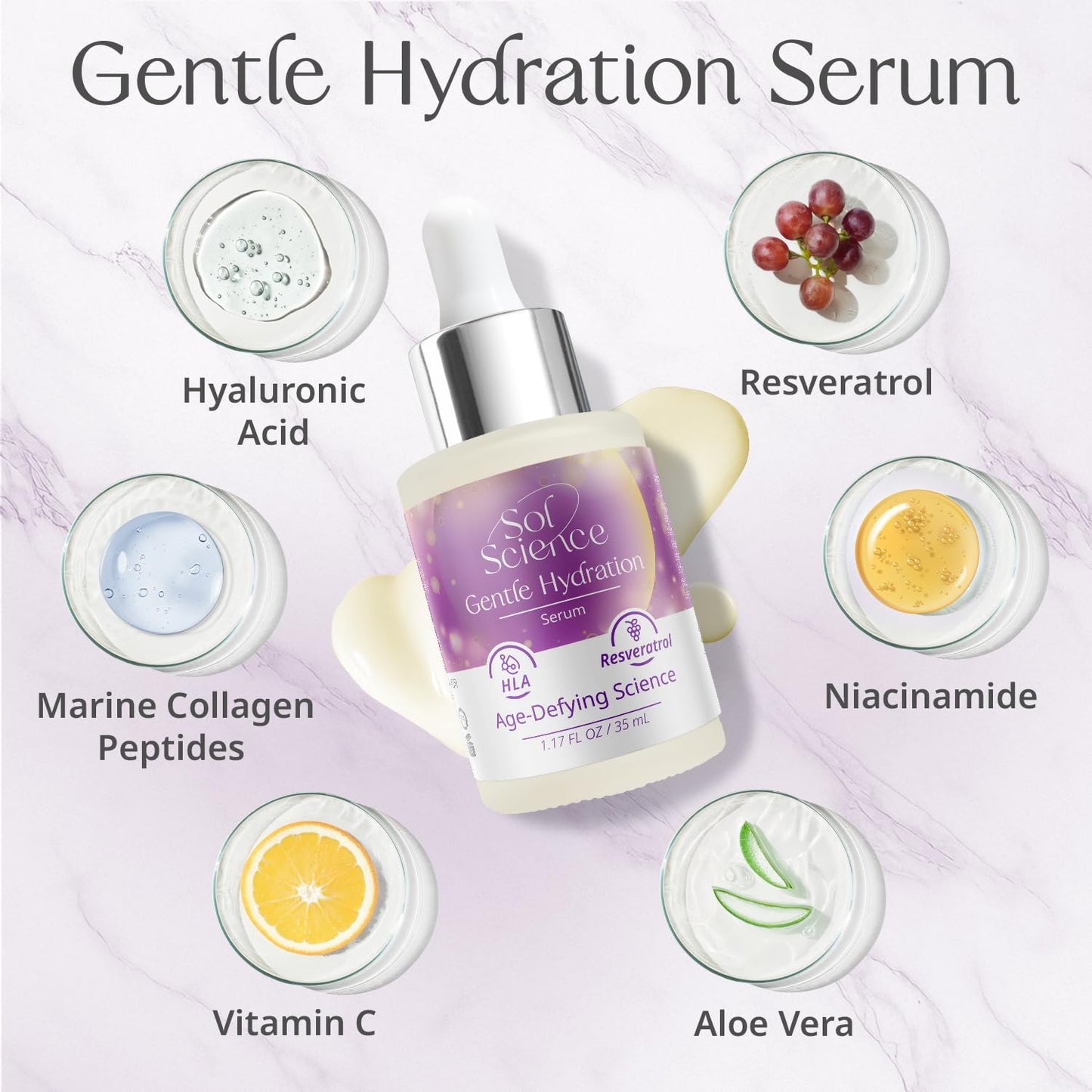 Gentle Hydration Serum - Lightweight & Moisturizing for Sensitive Skin with Hyaluronic Acid, Niacinamide & Aloe Vera - Face Serum for a Soft, Calm Glow