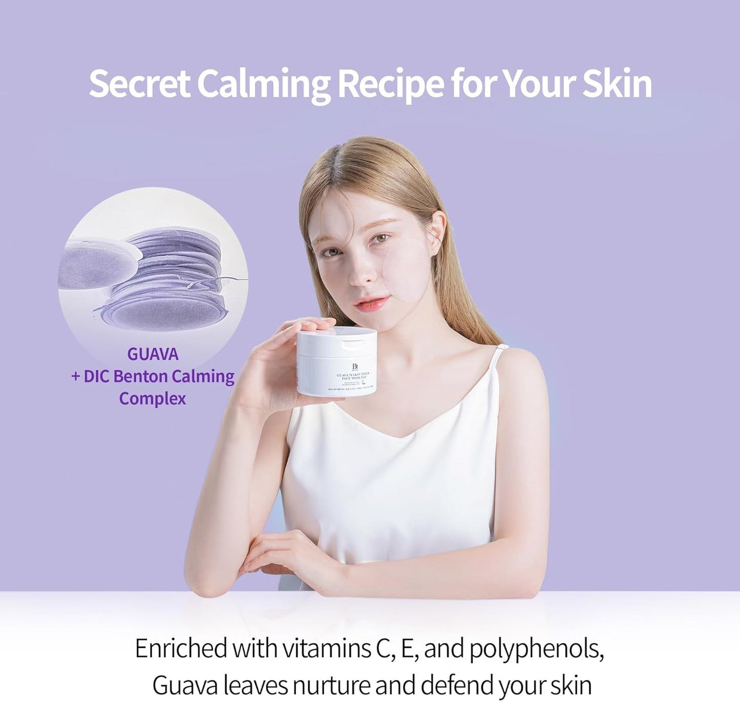 BENTON Guava 70 Skin Toner Face Mask Pad Moisturizer Hyaluronic Acid Soothing Calming Relief Pore Care for Dry Sensitive, All Skin Types Dewy Luminous Skin, Non-Drying Toner Pads, Korean Skin Care