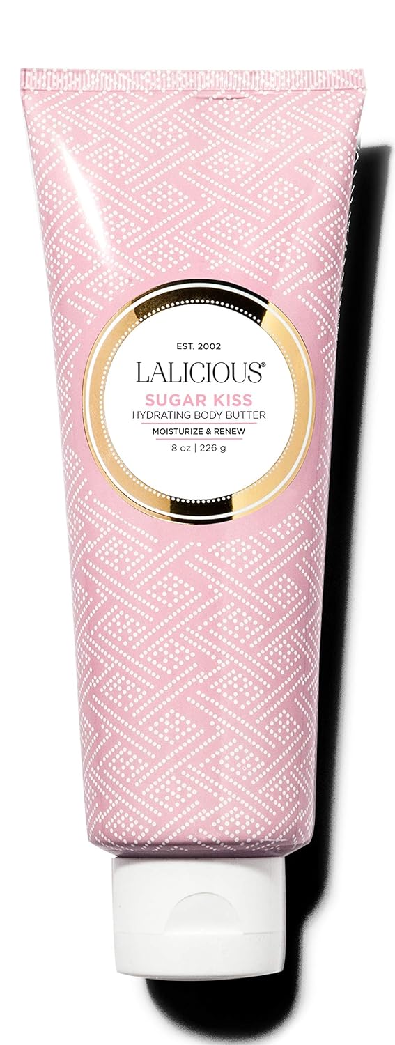 LALICIOUS Sugar Kiss Body Butter - Hydrating Body Moisturizer with Shea Butter, Cucumber Extract & Apricot Oil, No Parabens (8 Ounces)