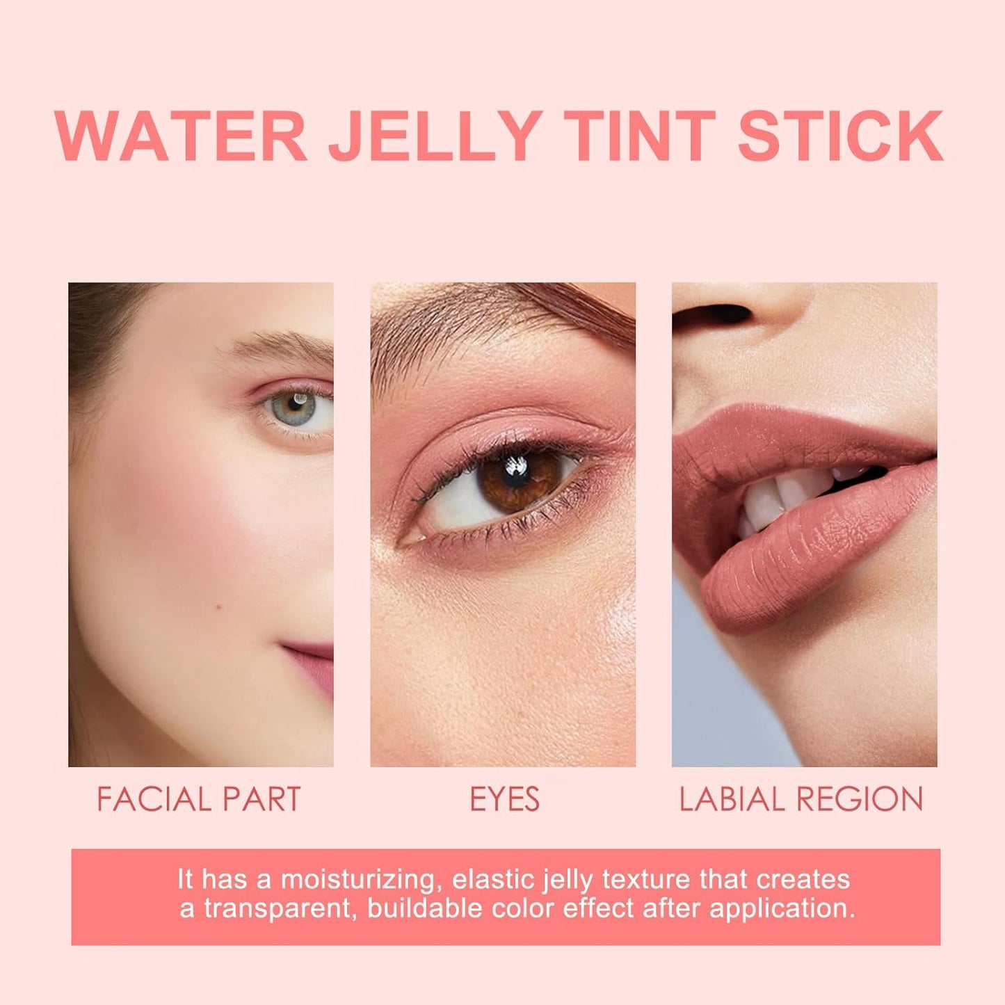 Milk Water Jelly Tint, Sheer Lip & Cheek Stain, Milk Jelly Blush Stick, Buildable Watercolor Finish, 1,000+ Swipes Per Stick. (Coral)