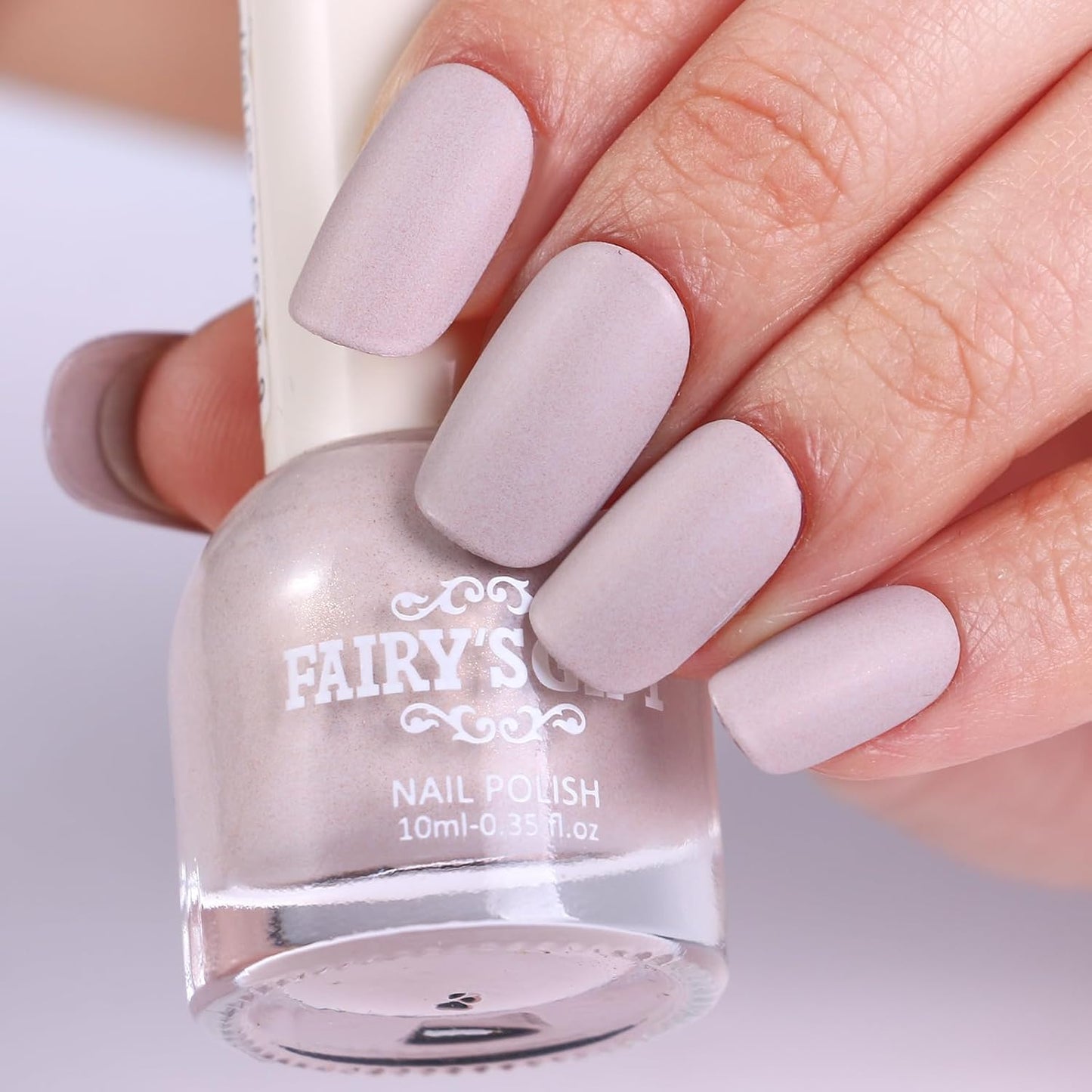 Matte Nail Polish Air Dry Nail Lacquer for Nail Art Varnish, Mist Effect Matte Finish Velvet Nail Polish, 0.35 fl oz (Light Gray-07, 10 ML)