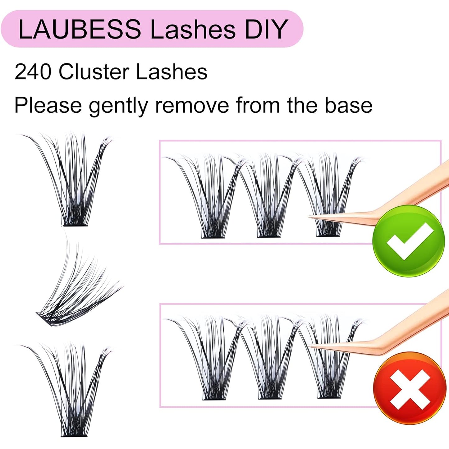 Eyelash Clusters LAUBESS Lash Clusters Individual Lashes Cluster Eyelash Extensions DIY at Home Waterproof Cluster Lashes (40D-D-19)